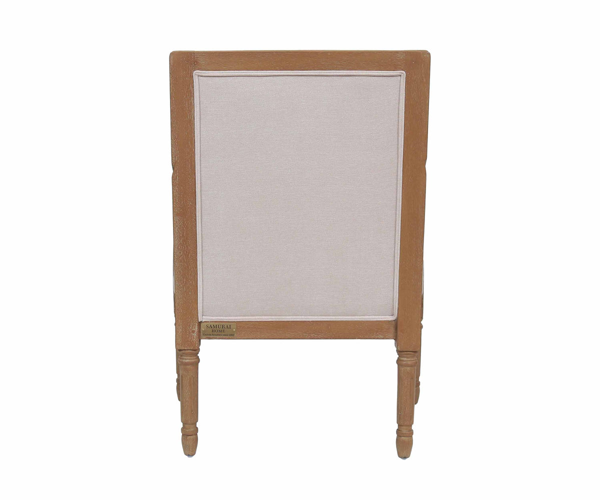 French Bergere Armchair with Carved Wood Frame in Light Beige