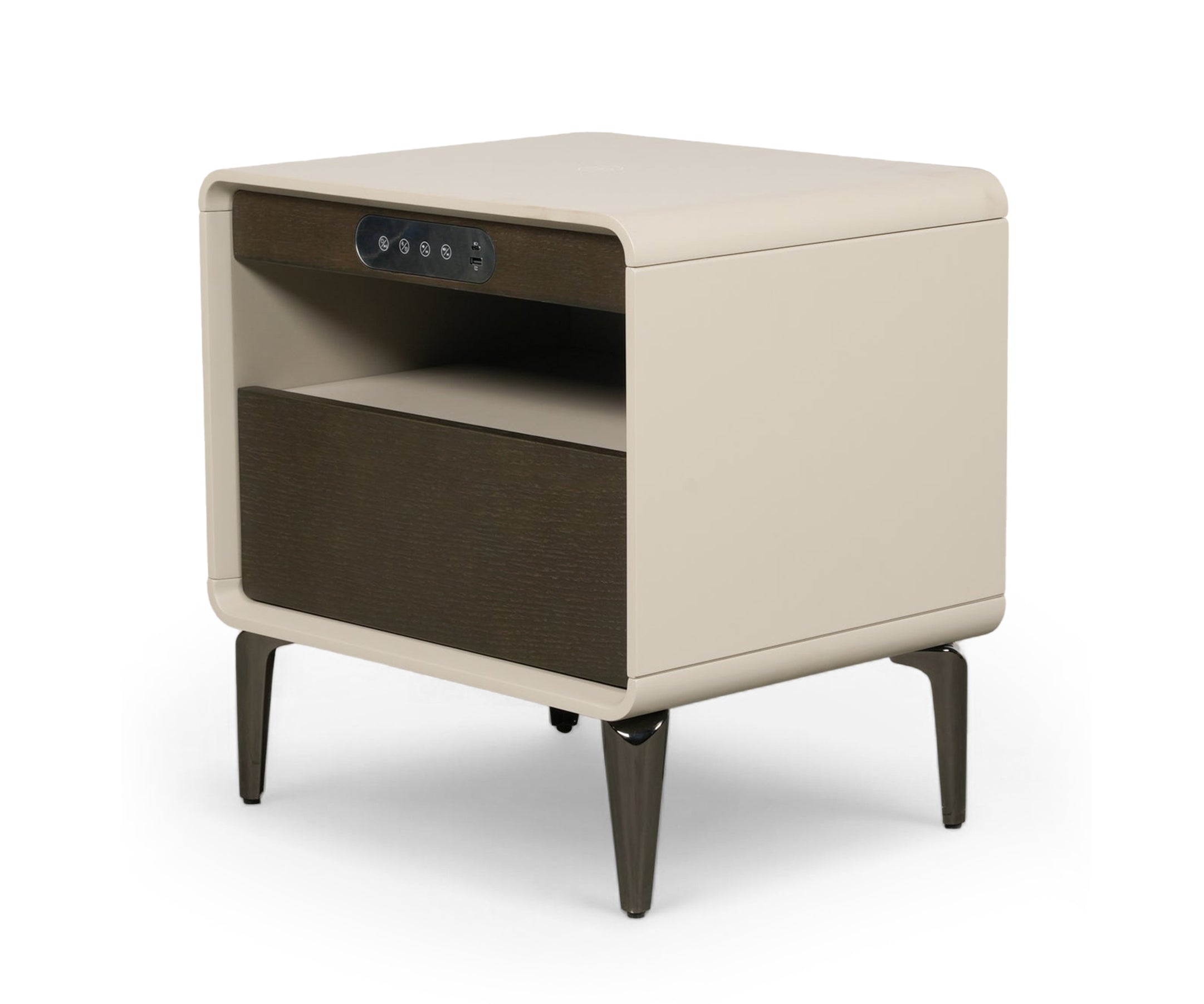 Taupe Smart Charge Bed Side Table with Drawer