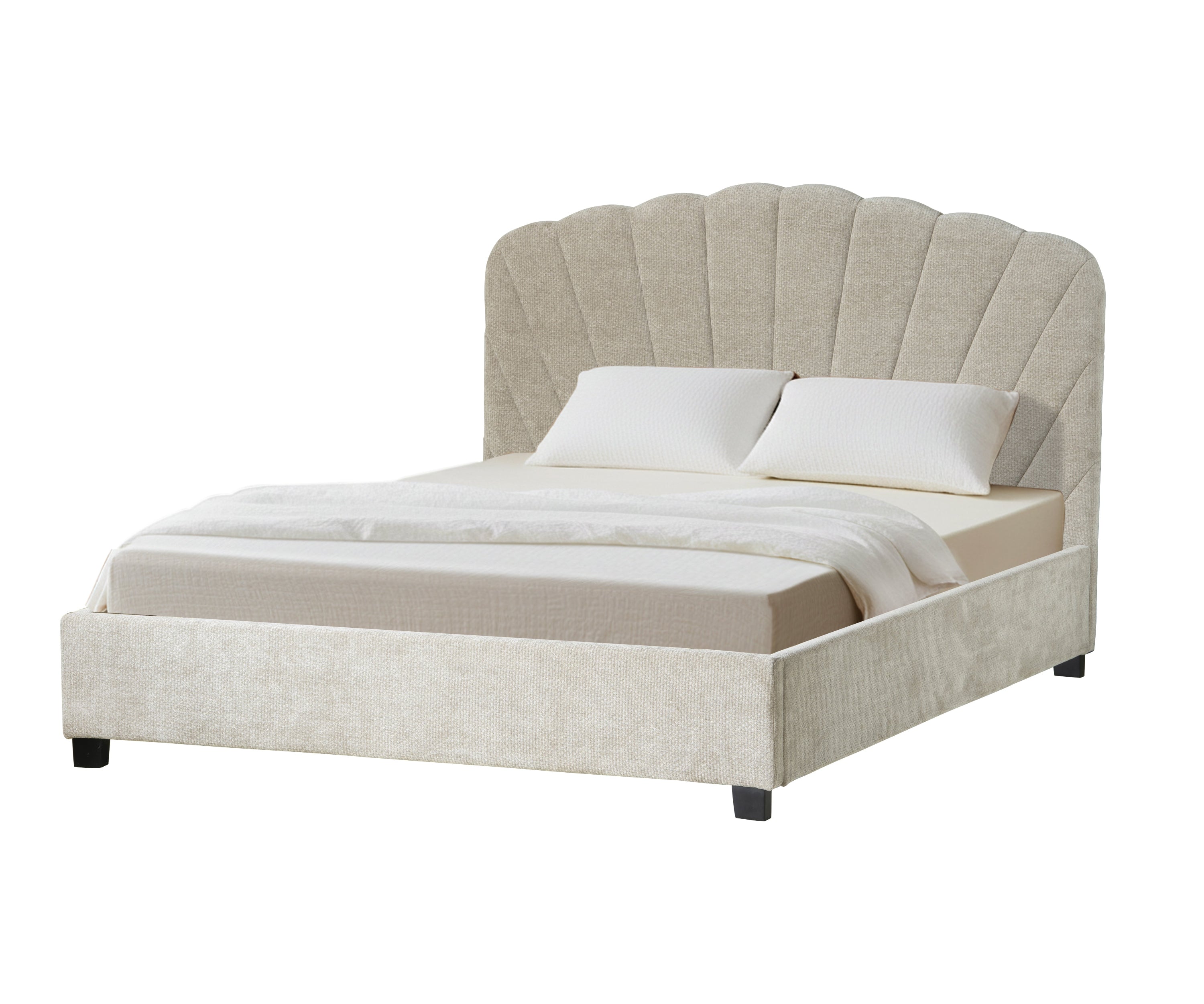 Ivory Lappi Shell Headboard Upholstered Bed