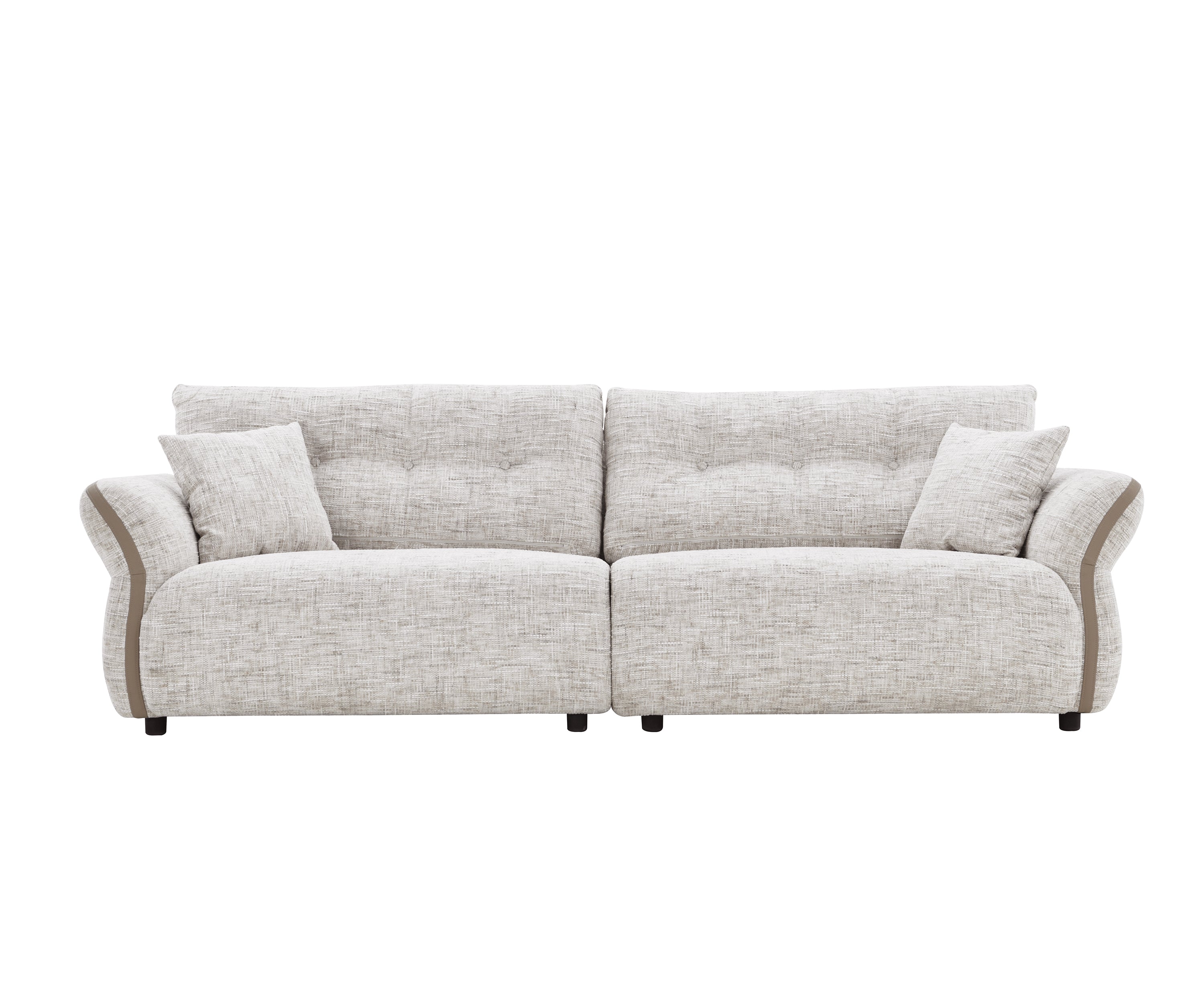 Cream White Chenille 4-Seater Sofa with Scatter Cushions