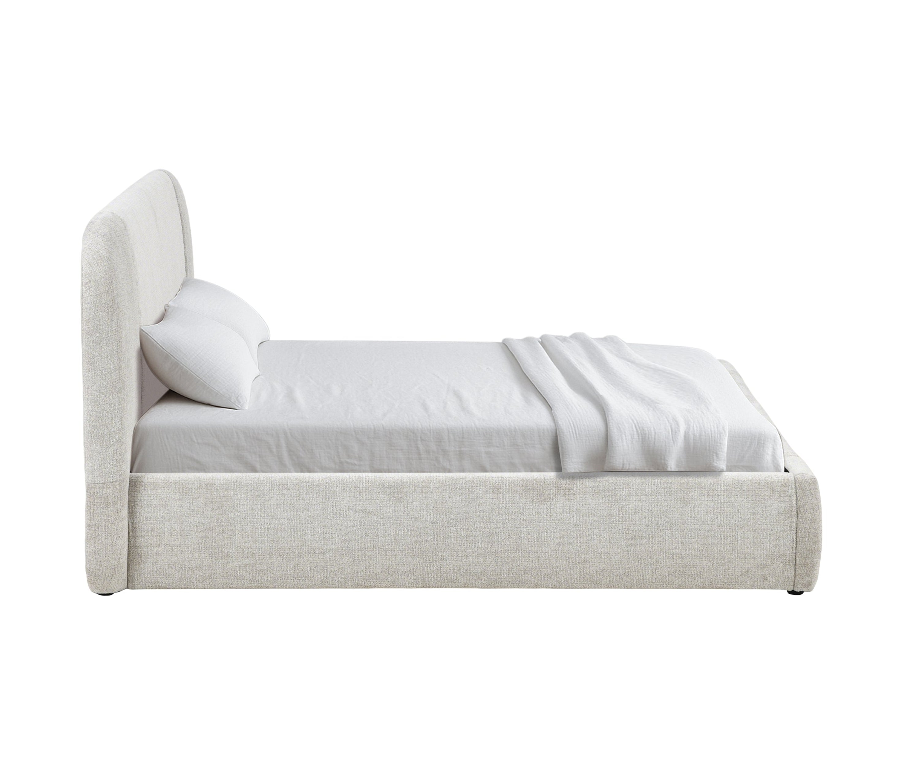 Ivory Cocoon Curve Upholstered Bed