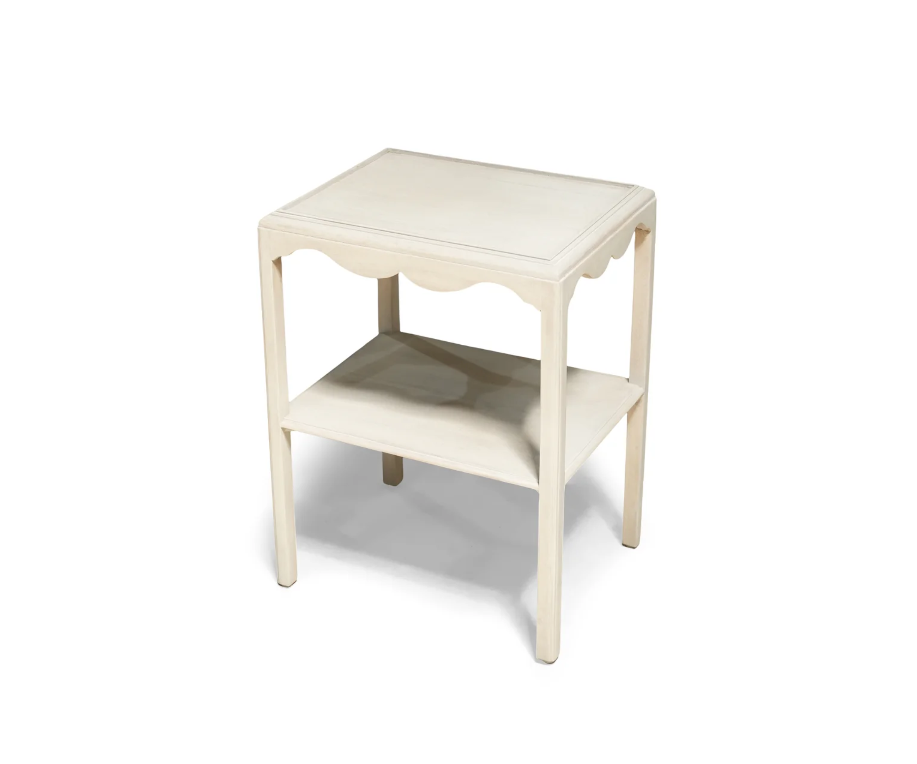 Ivory Wooden Two Tier Side Table with Shelf