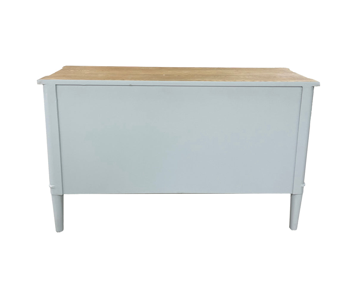 Dual Toned Striped 4-Drawer Chest of Drawer with Brown Wooden Top
