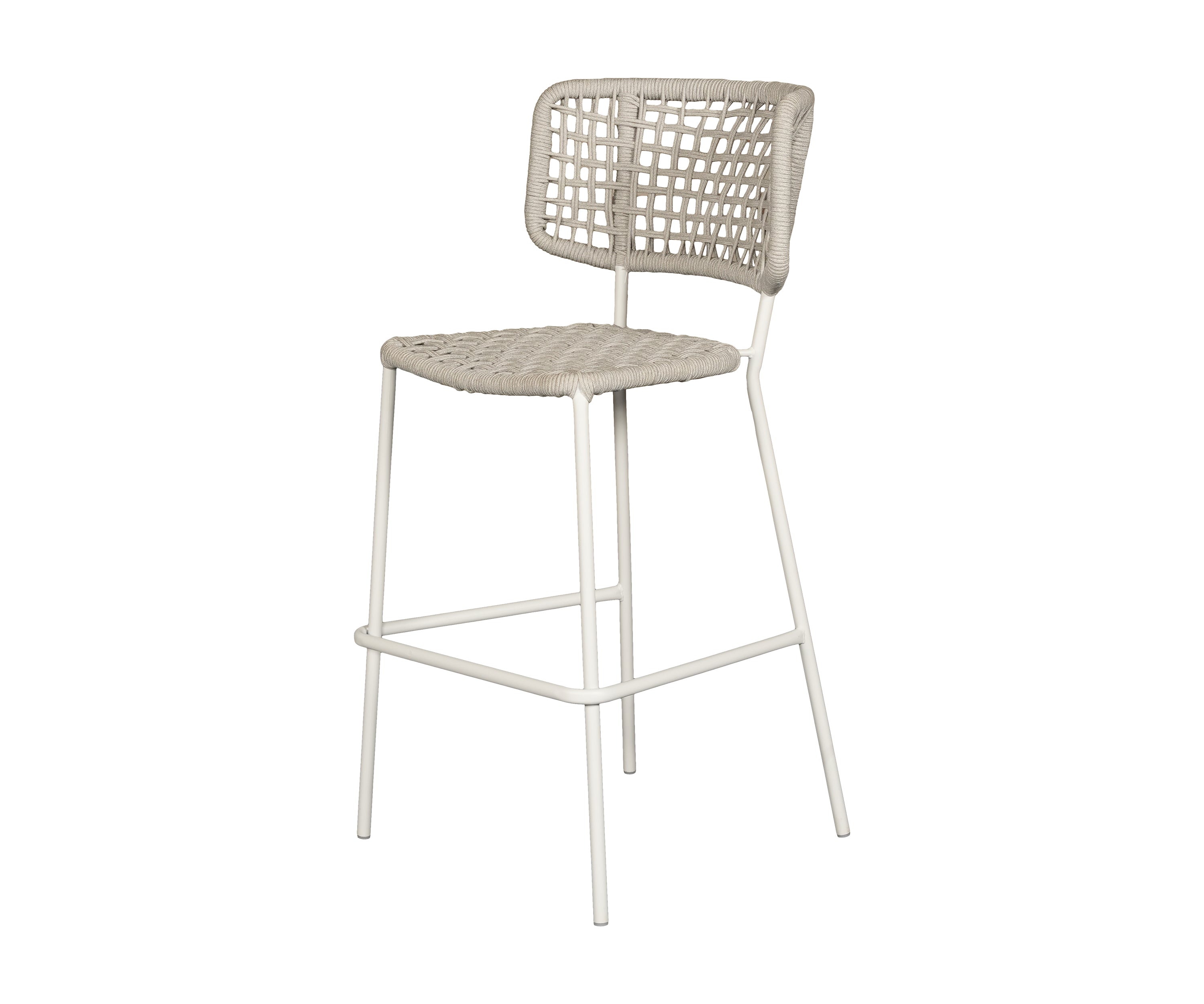 Woven Rope Bar Chair with White Metal Legs