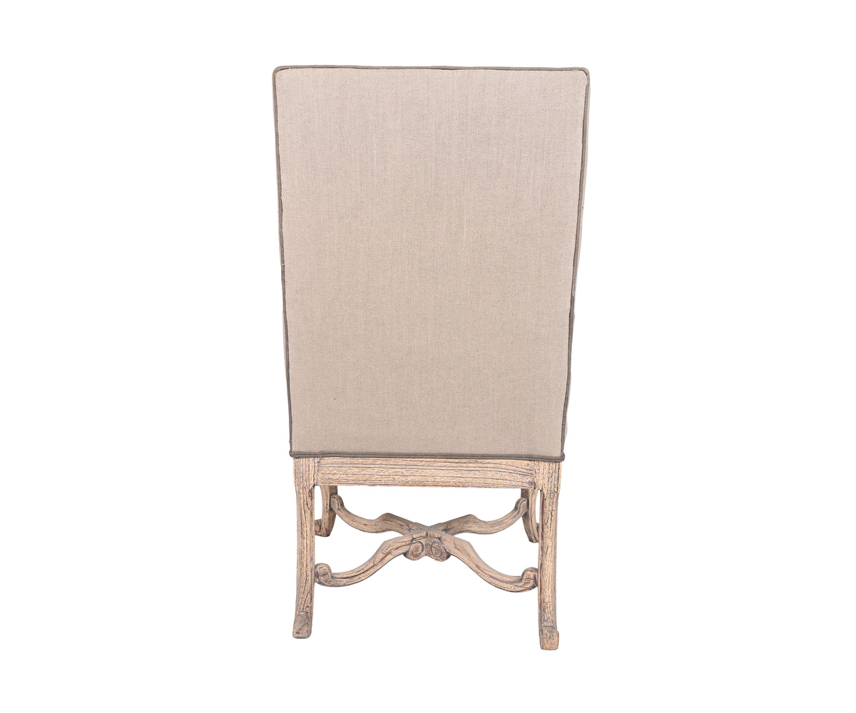 Camel Back Upholstered Arm Chair with Double Cushion Seating