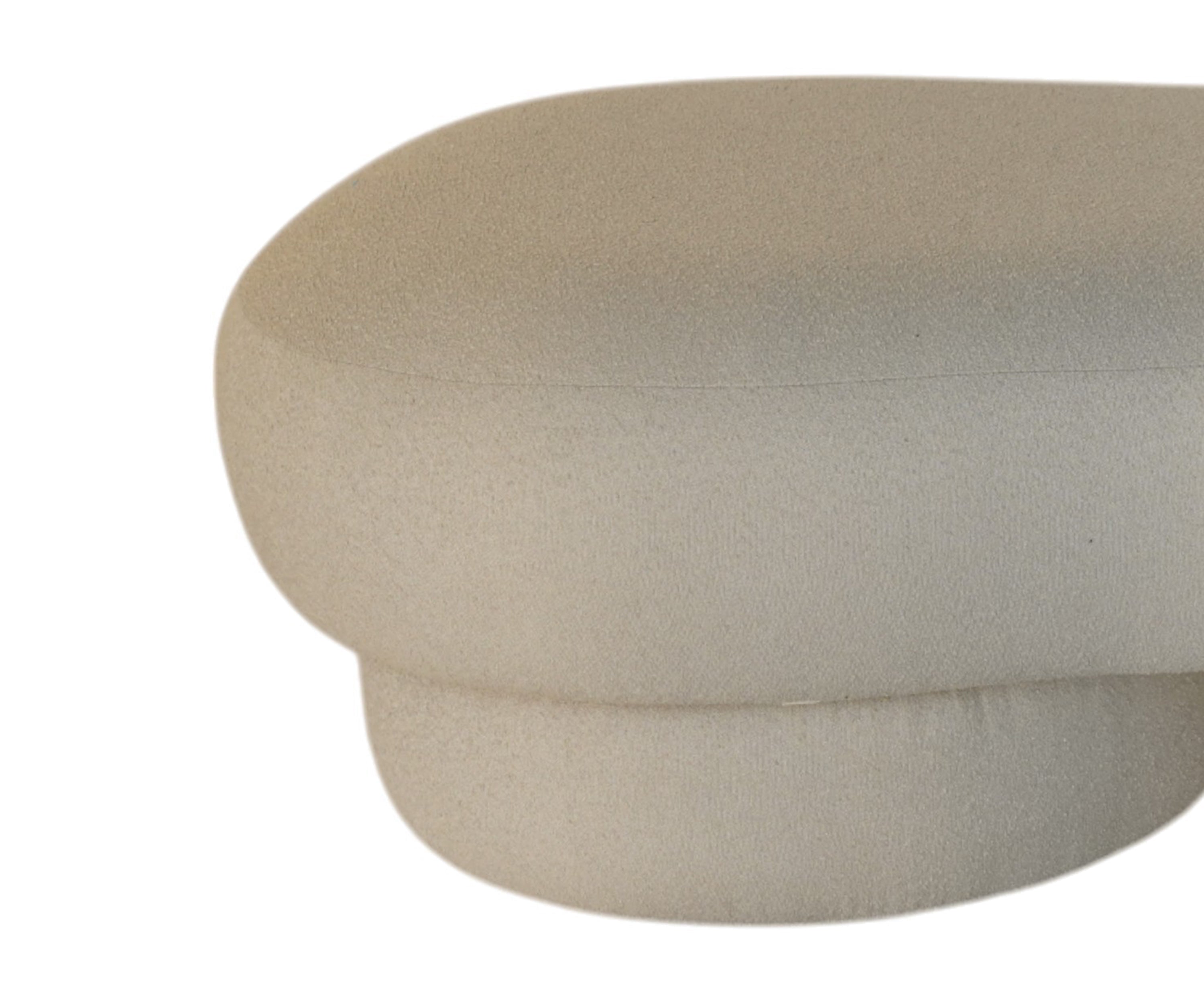 Modern Ivory Boucle Wave Curved Ottoman