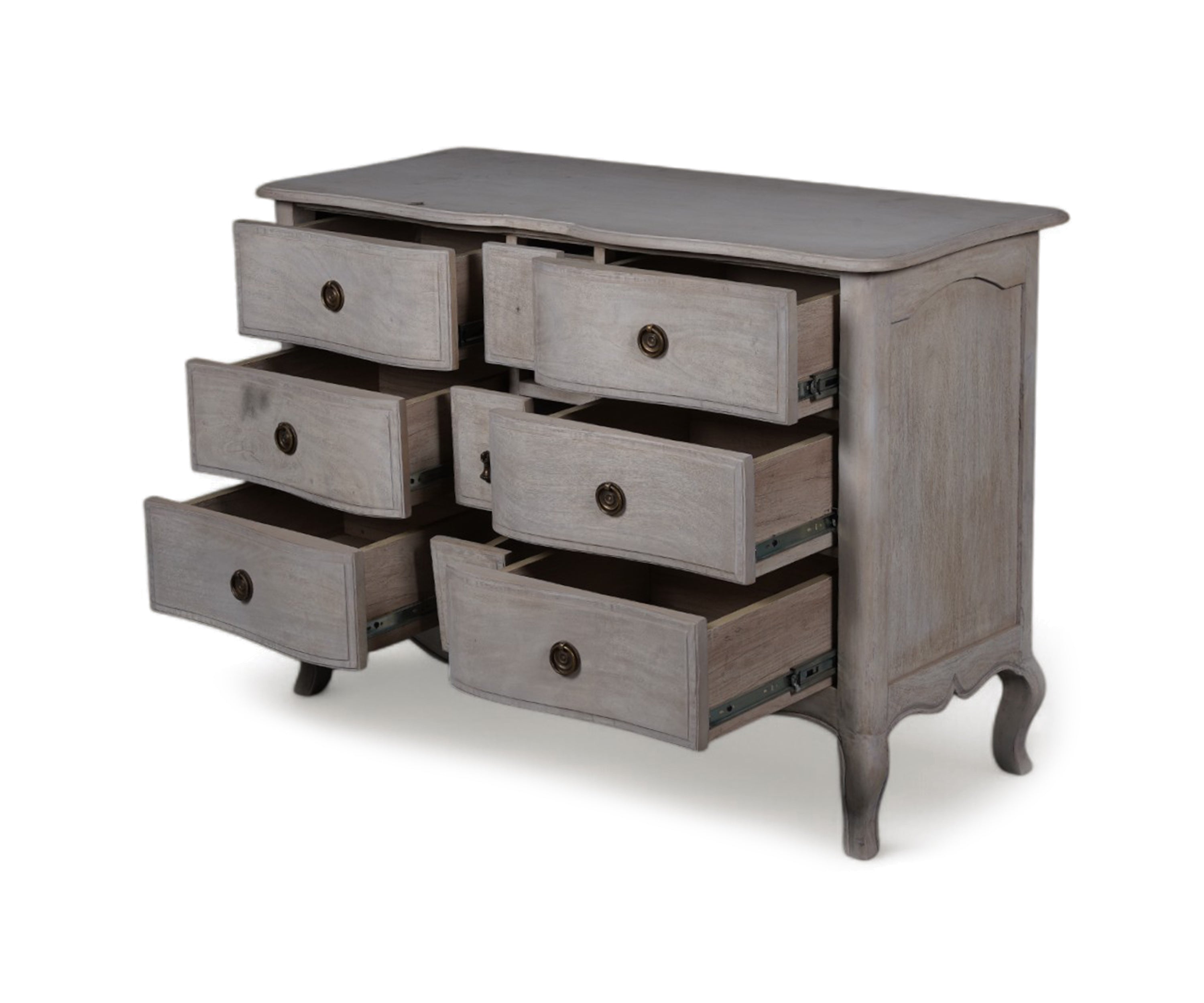 French Provincial Chest of Drawers with Cabriole Legs in Gray Finish