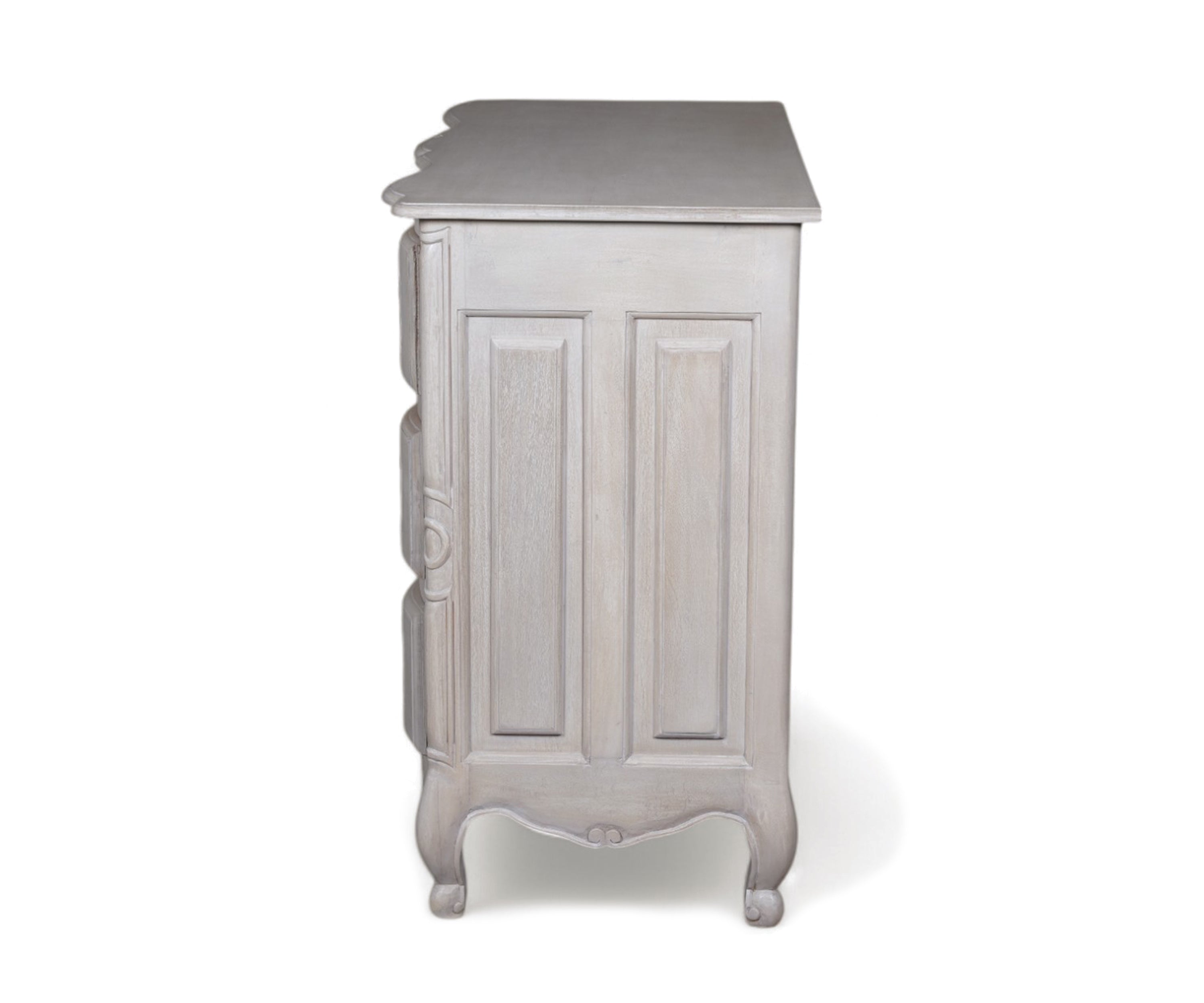 French Provincial 3 Drawer Chest of Drawers in Distressed Finish