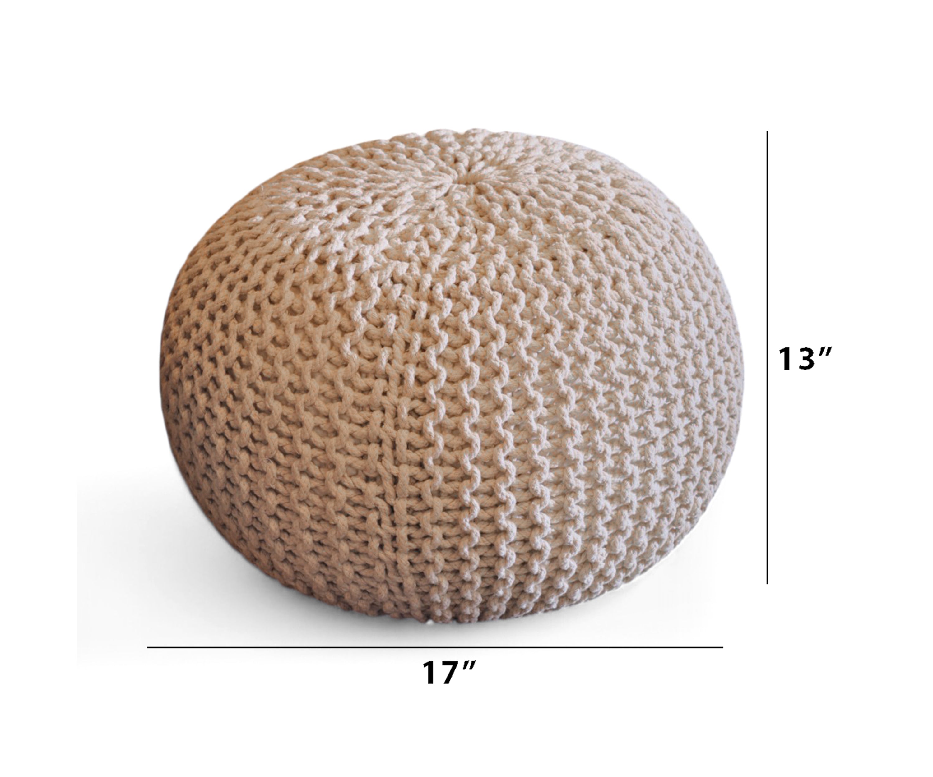 Ivory Knitted Pouffe Ottoman