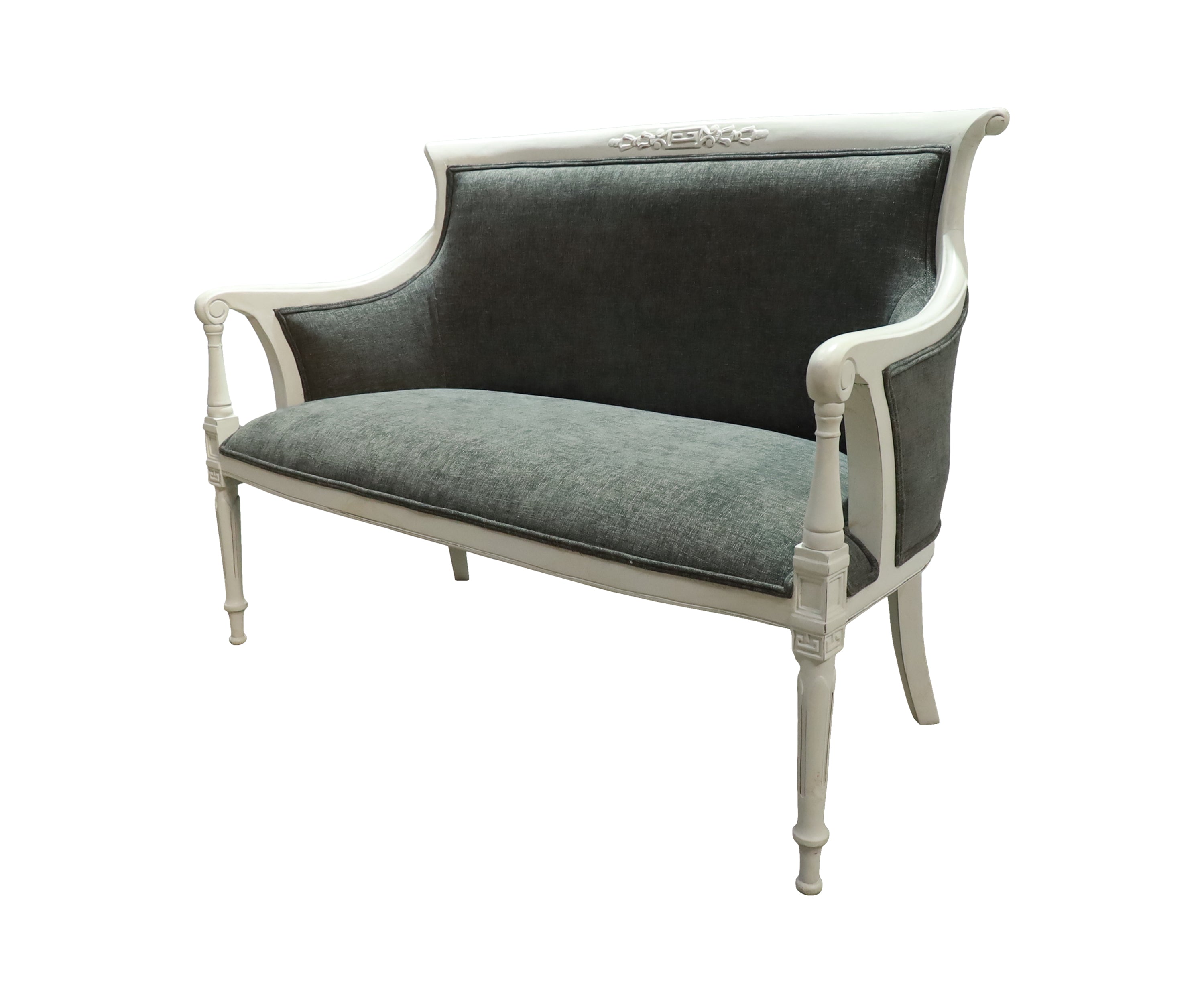 Gustavian French Style Teak Wood Two-Seater Sofa