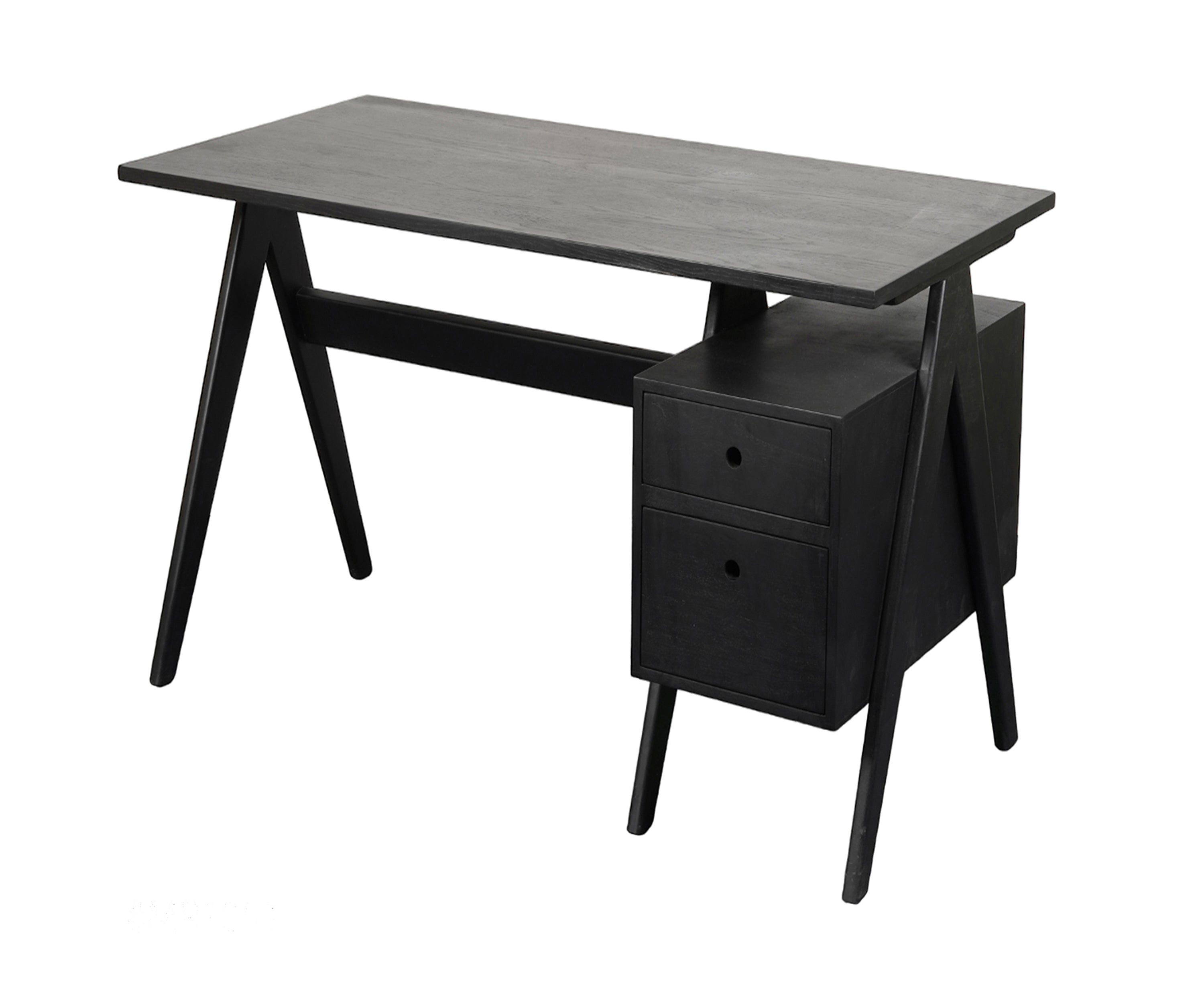 Modern Black Study Table with Storage Drawers