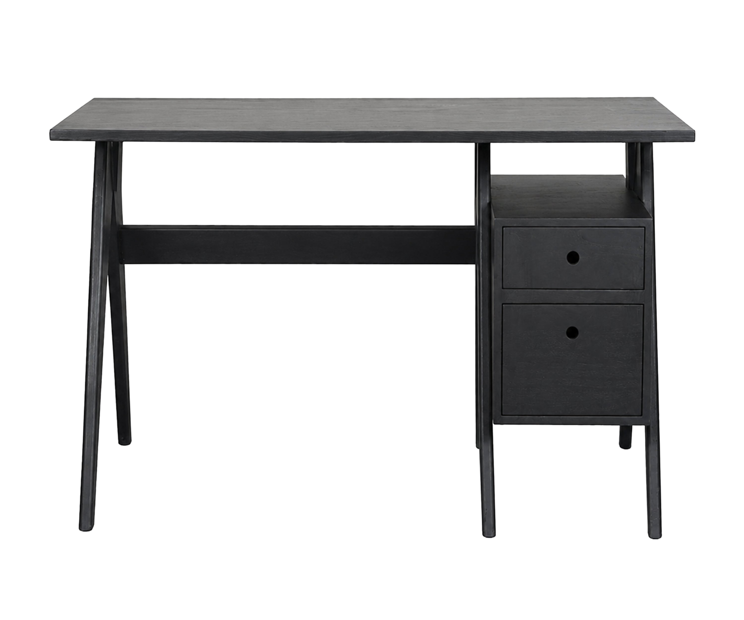 Modern Black Study Table with Storage Drawers