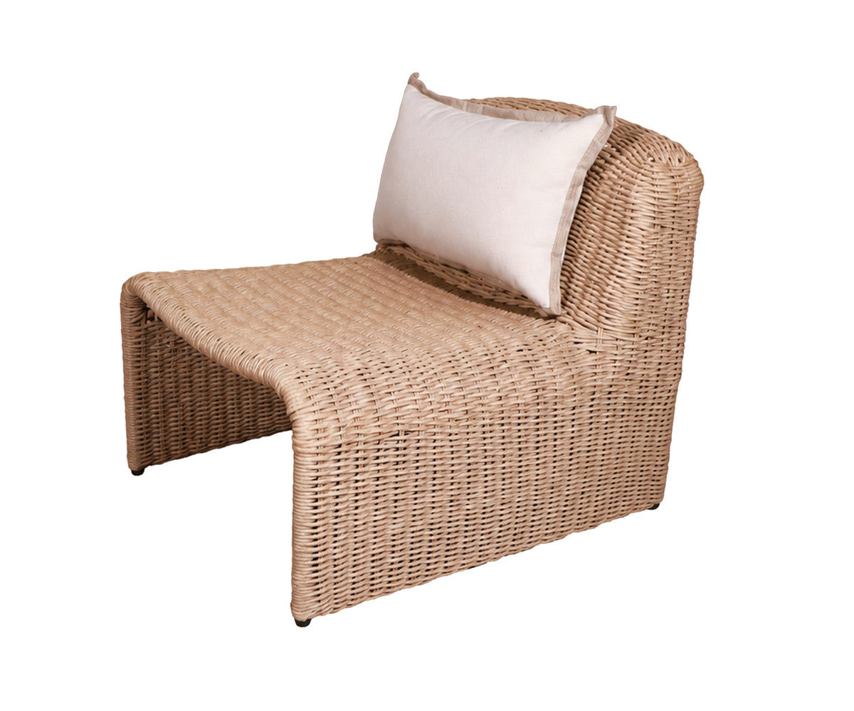 Sculptural Low-Slung Woven Outdoor Lounge Chair with Wrapped Frame