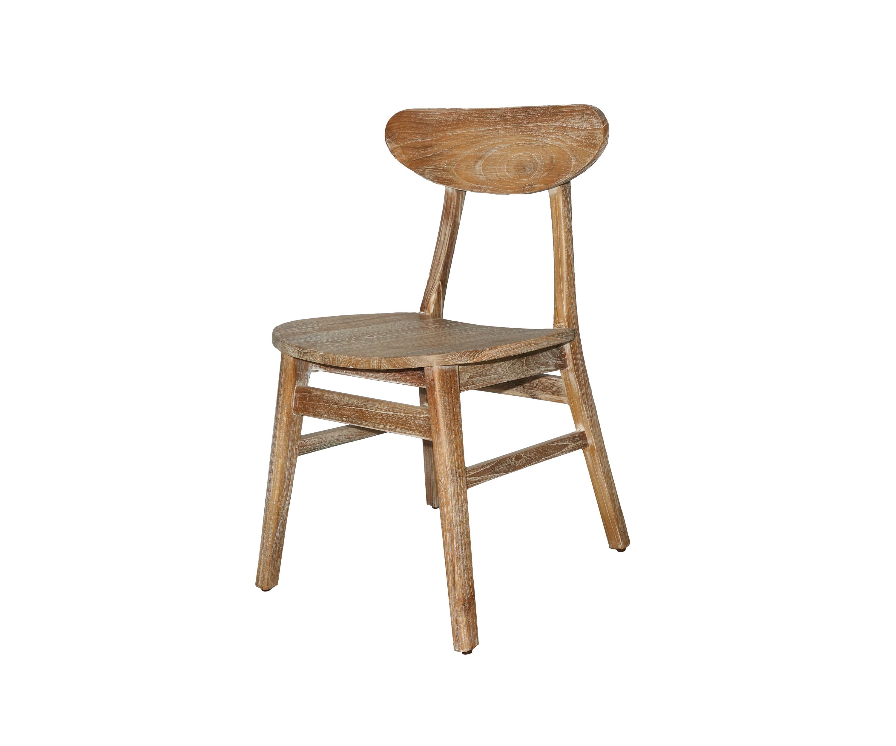 Rustic Teak Wood Dining Chair with Oval Backrest