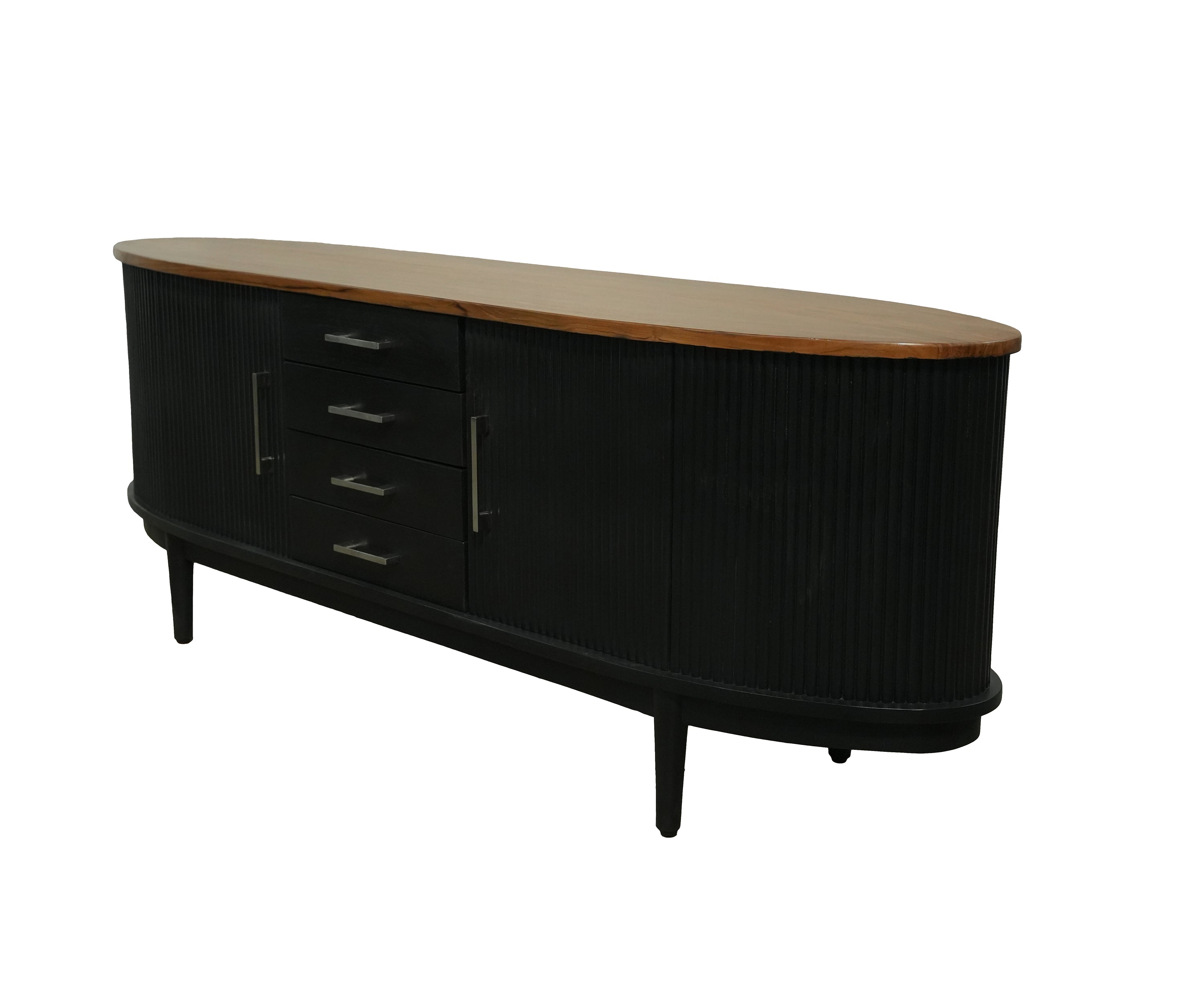 Modern Ribbed Two-Tone TV Unit
