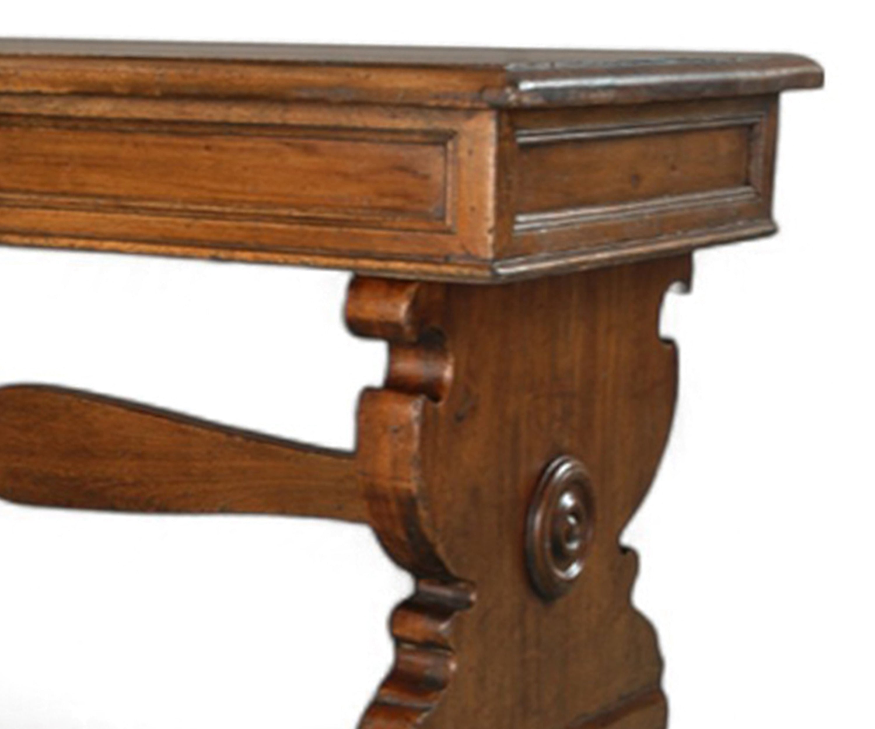 Italian Style Wooden Study Table with Drawer and Trestle Base