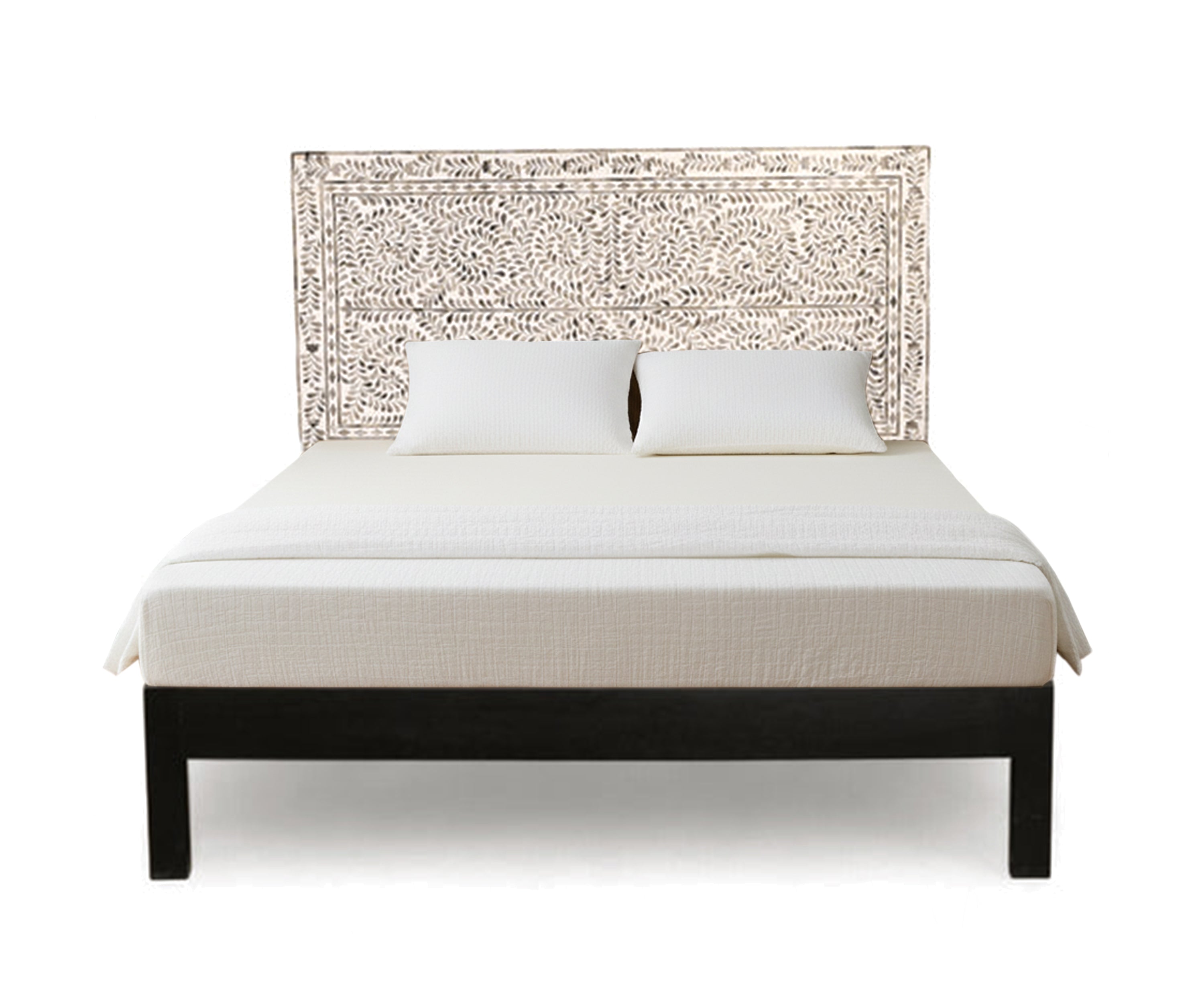 Bone Inlay Floral Motif Bed