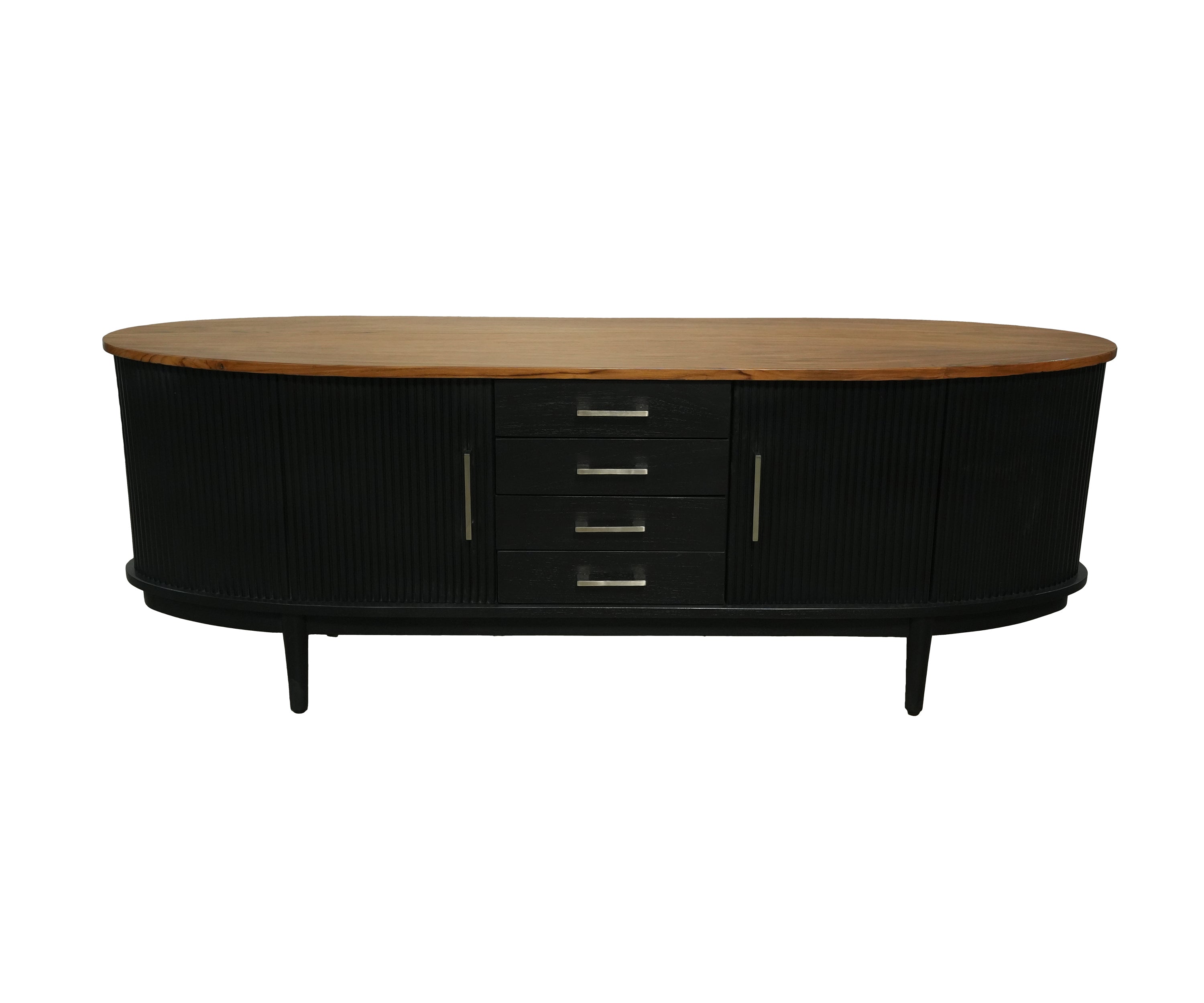 Modern Ribbed Two-Tone TV Unit