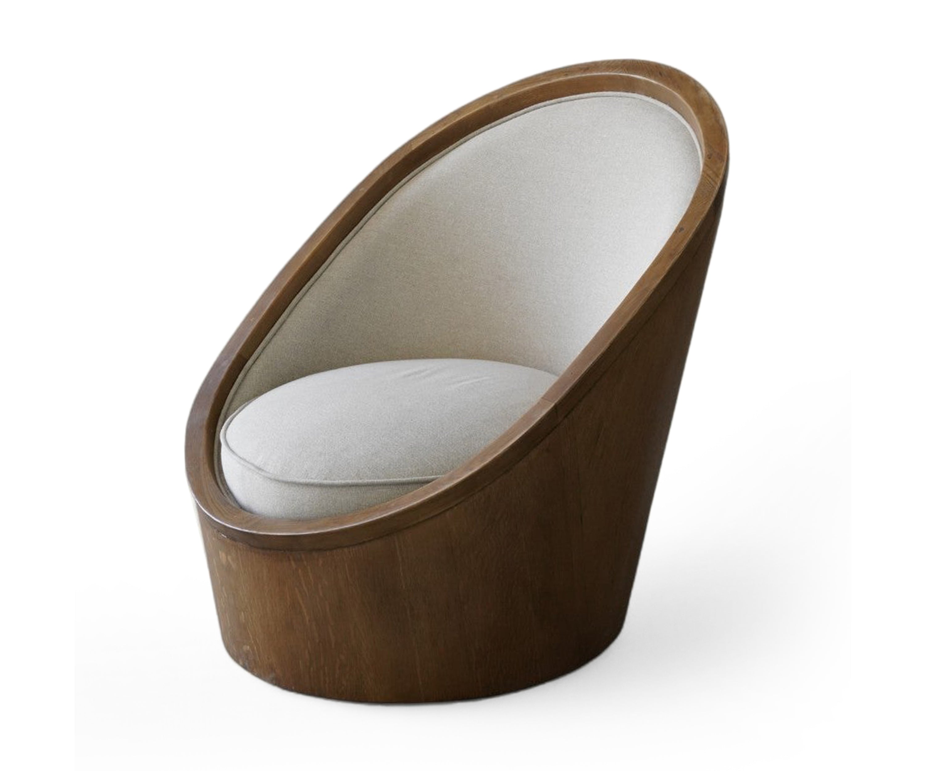 Oval Oak Veneer Lounge Chair