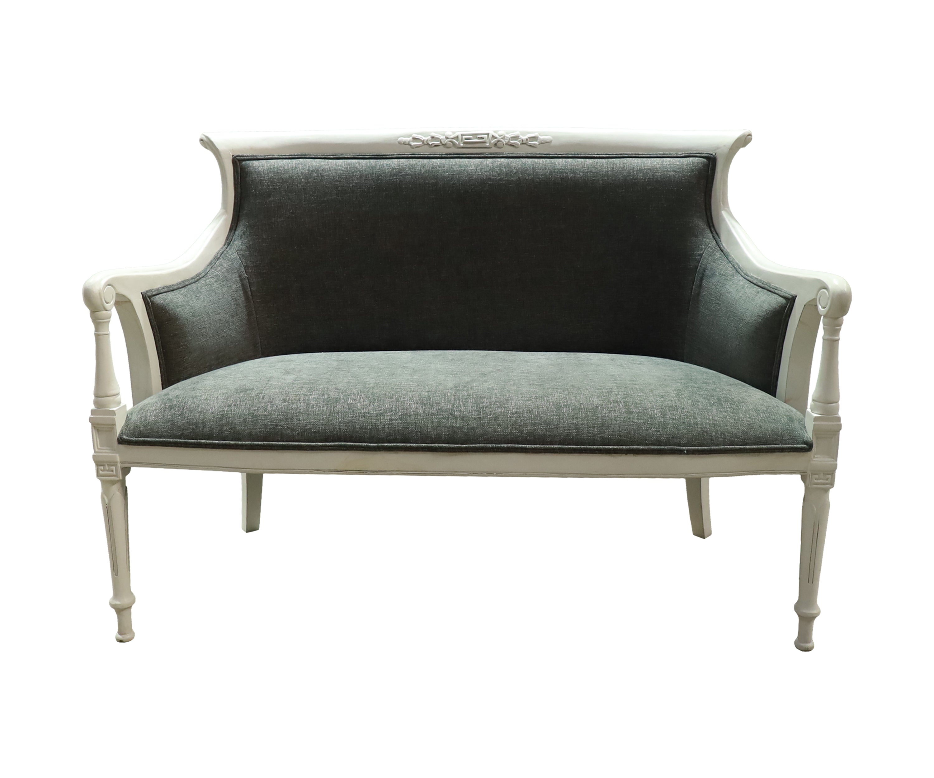 Gustavian French Style Teak Wood Two-Seater Sofa