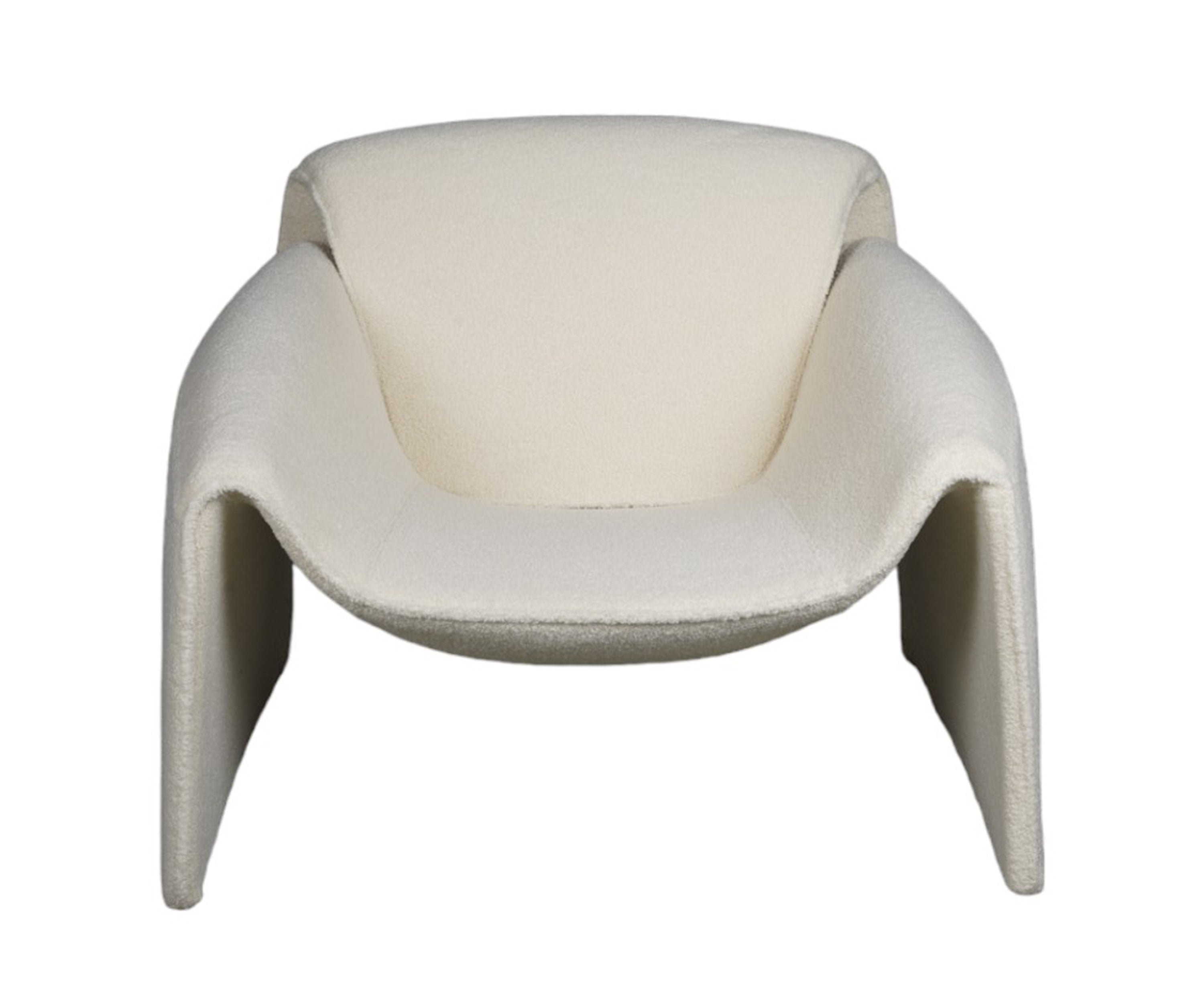 Ivory Modern Armchair with Curved Arms