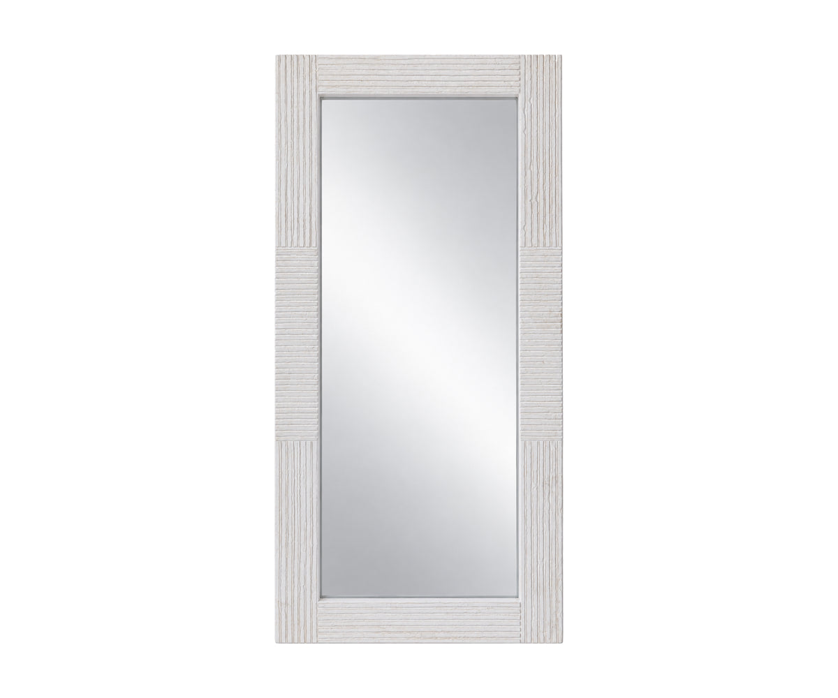 Rectangular Fluted Wall Mirror with White Frame