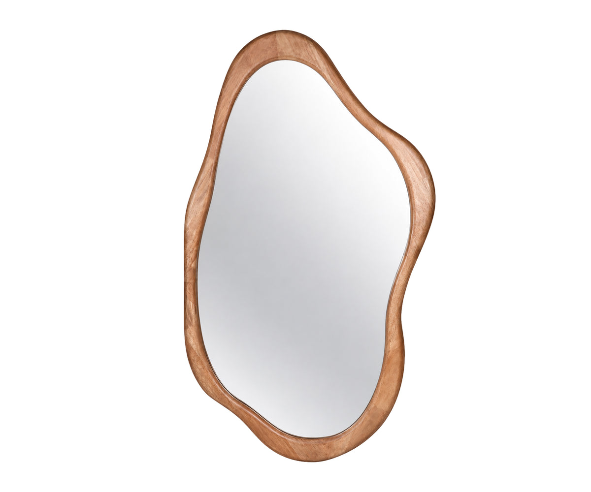 Natural Wood Amphoric Sculptural Wall Mirror