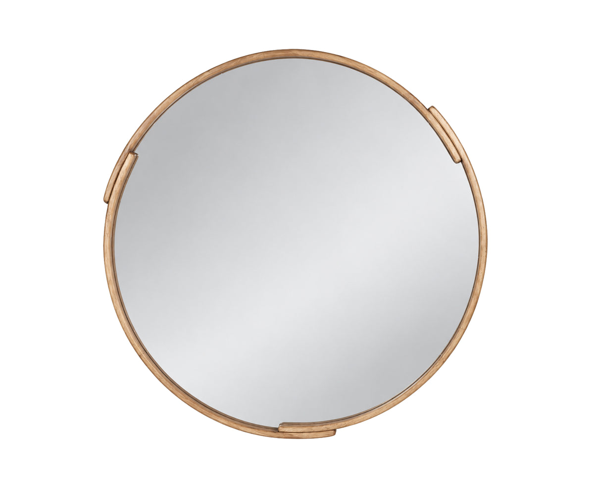 Natural Wood Segmented Circular Wall Mirror