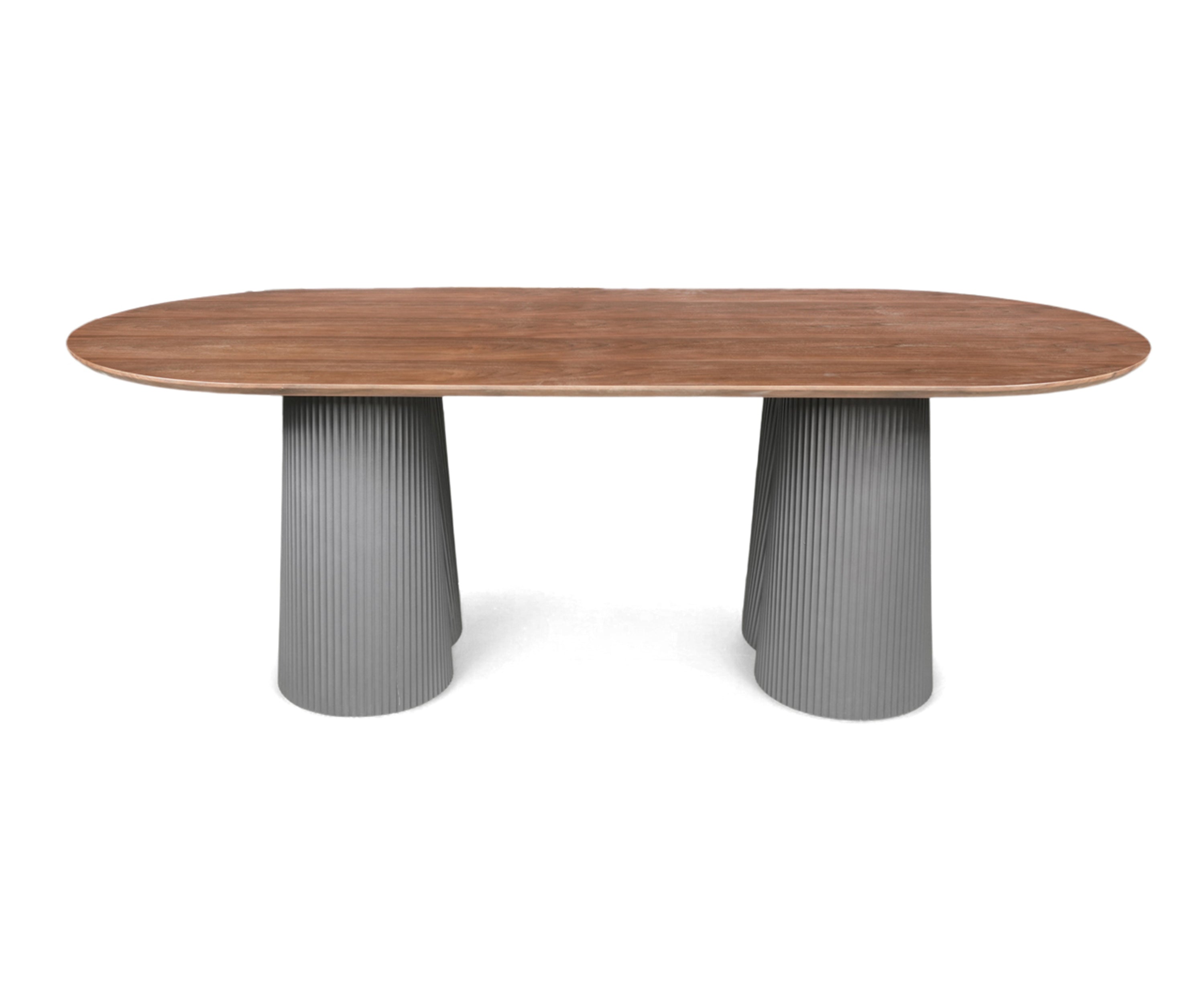 Oval 8 Seater Dining Table with Fluted Pedestal Base