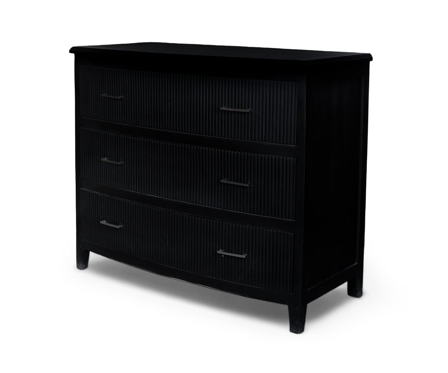 Modern Black Fluted 3 Drawer Chest of Drawers
