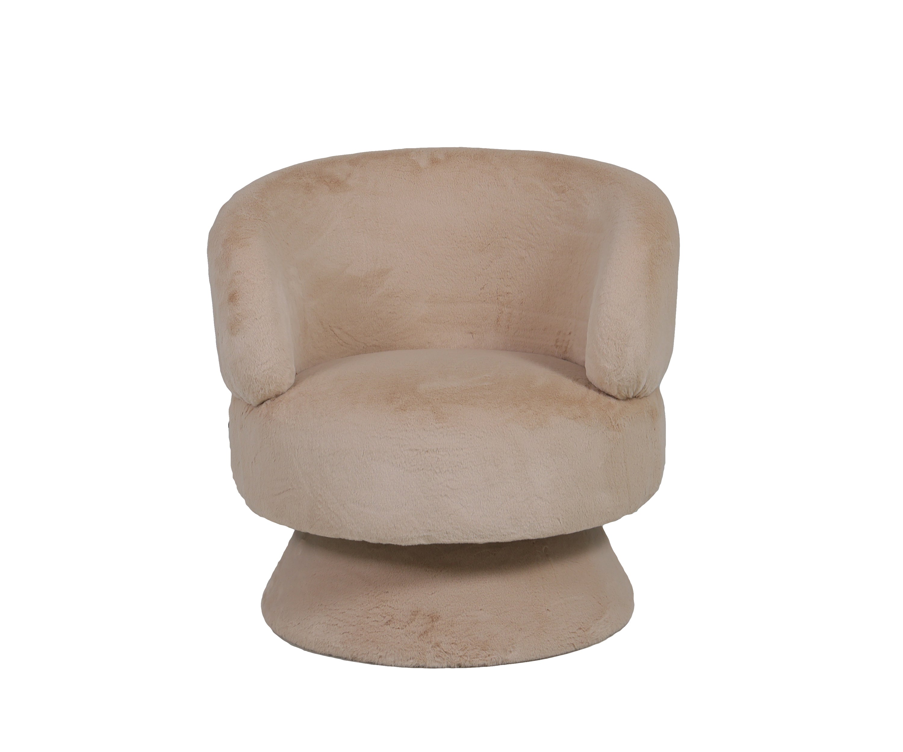 Plush Velvet Swivel Barrel Armchair in Beige