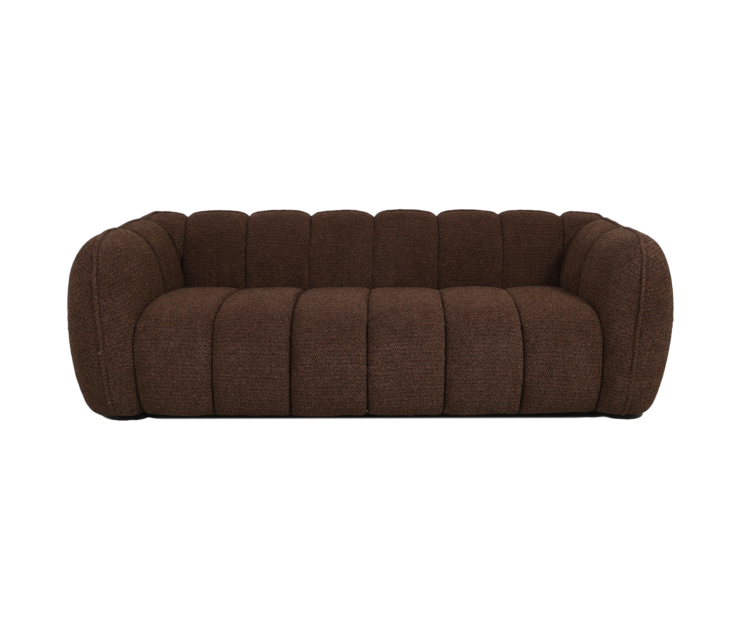 Bouclé Channel 3 Seater Sofa – Tufted Comfort in Deep Chocolate Brown