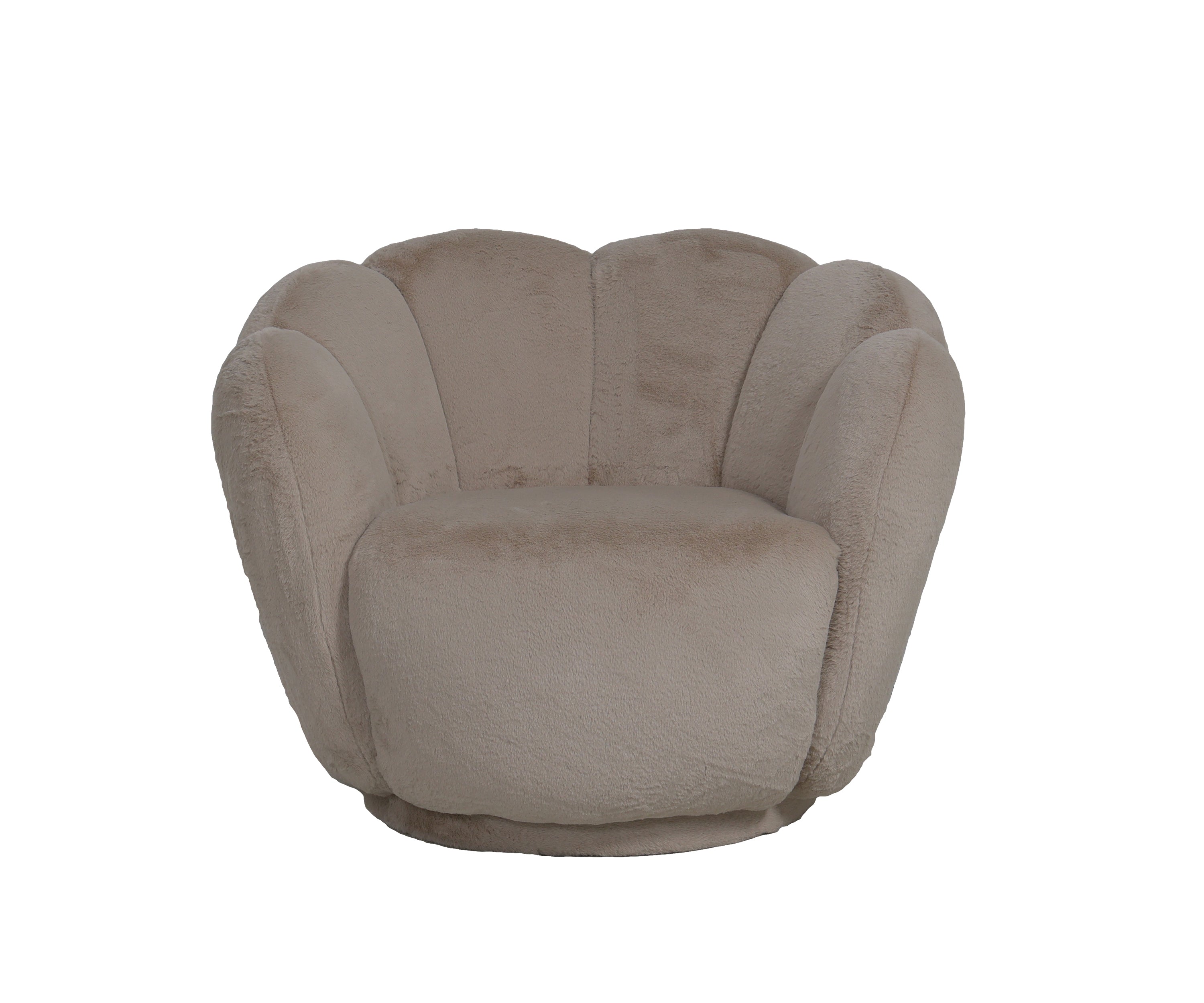 Petal Back Swivel Accent Chair in Beige Velvet