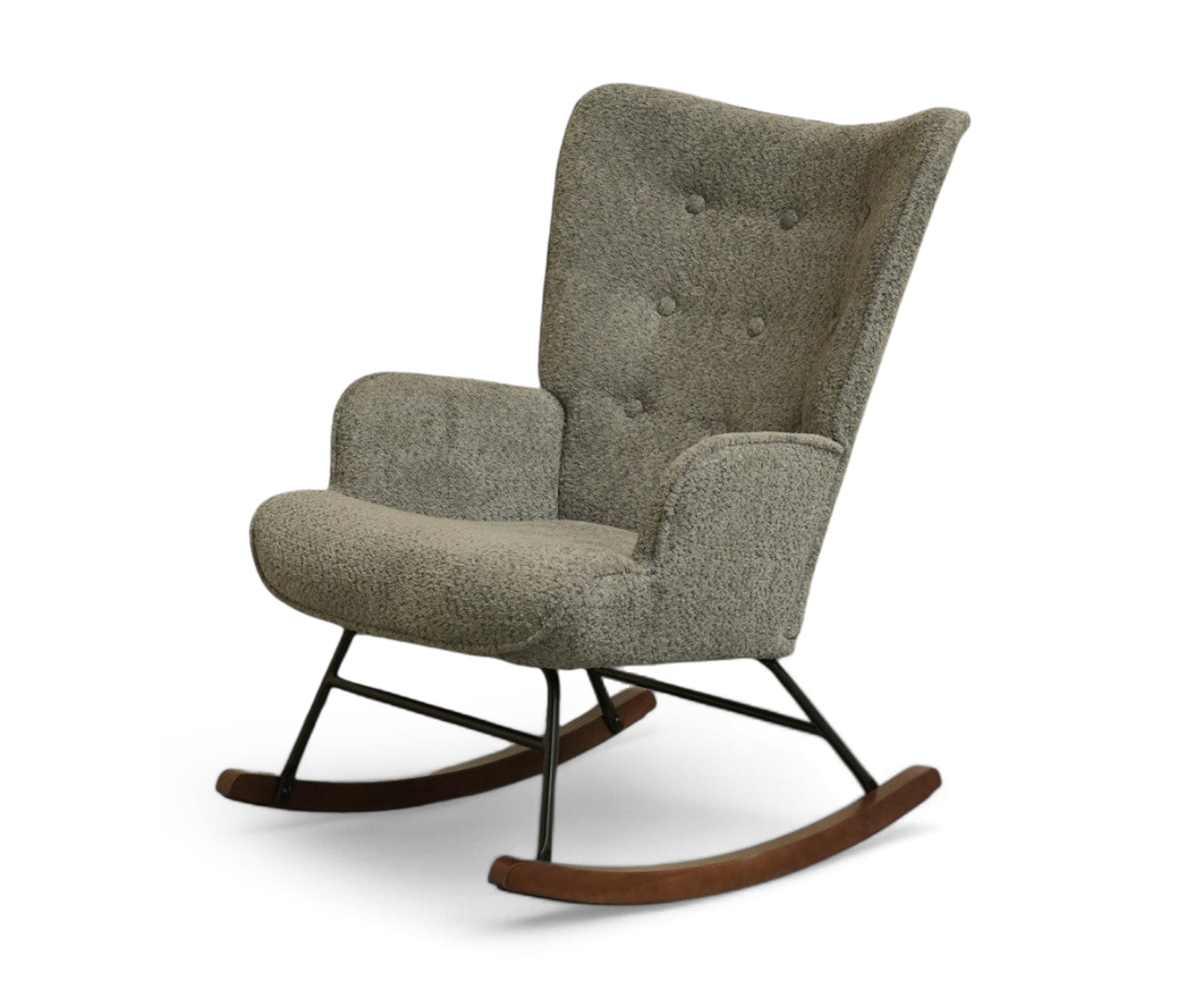 High Back Bouclé Rocker Chair - Gray