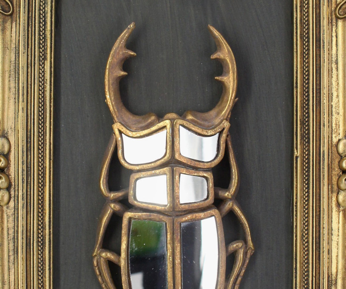 Gold-Sculpted Stag Beetle Wall Frame