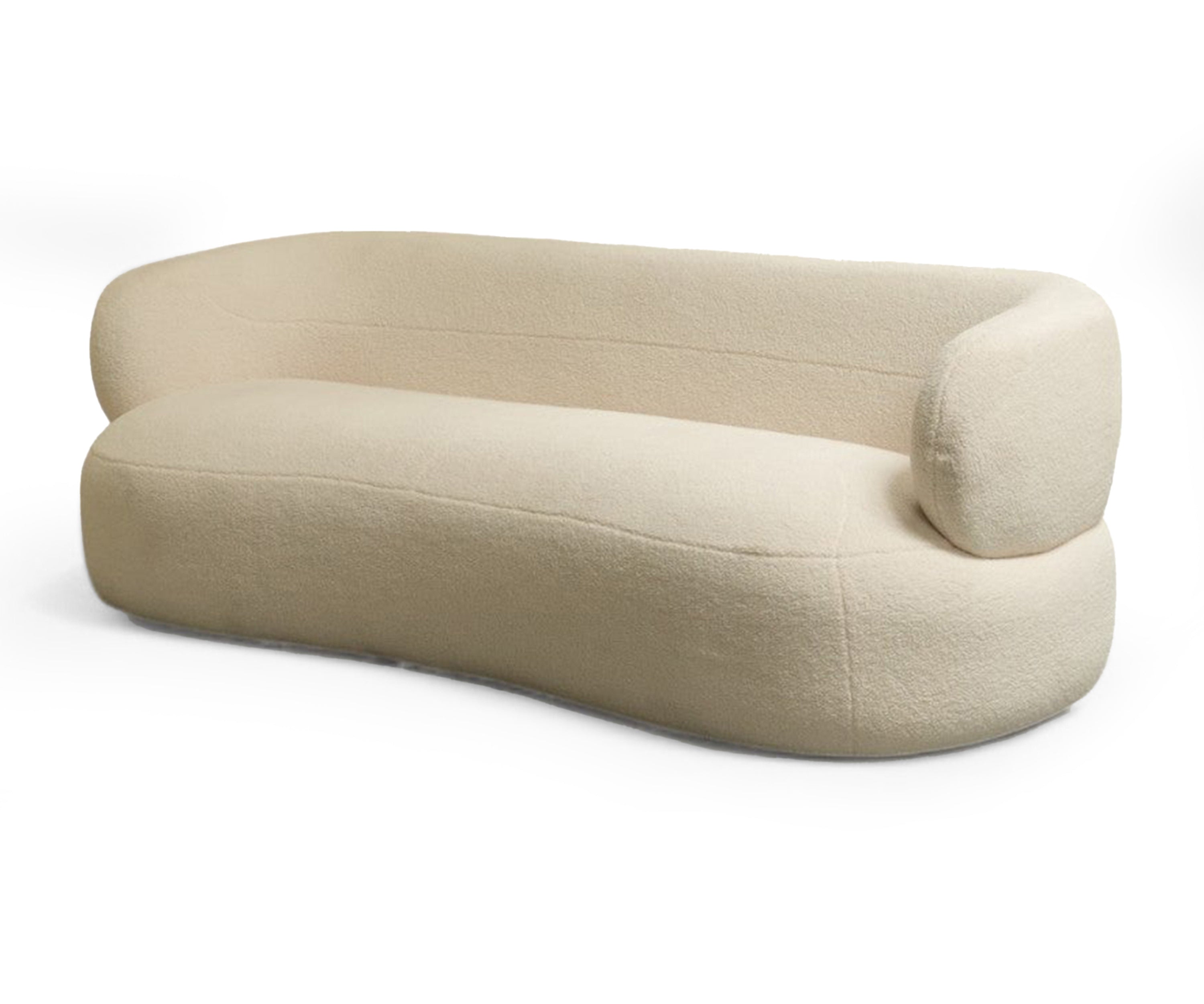 Crescent Curve Bouclé 3 Seater Sofa - IVORY