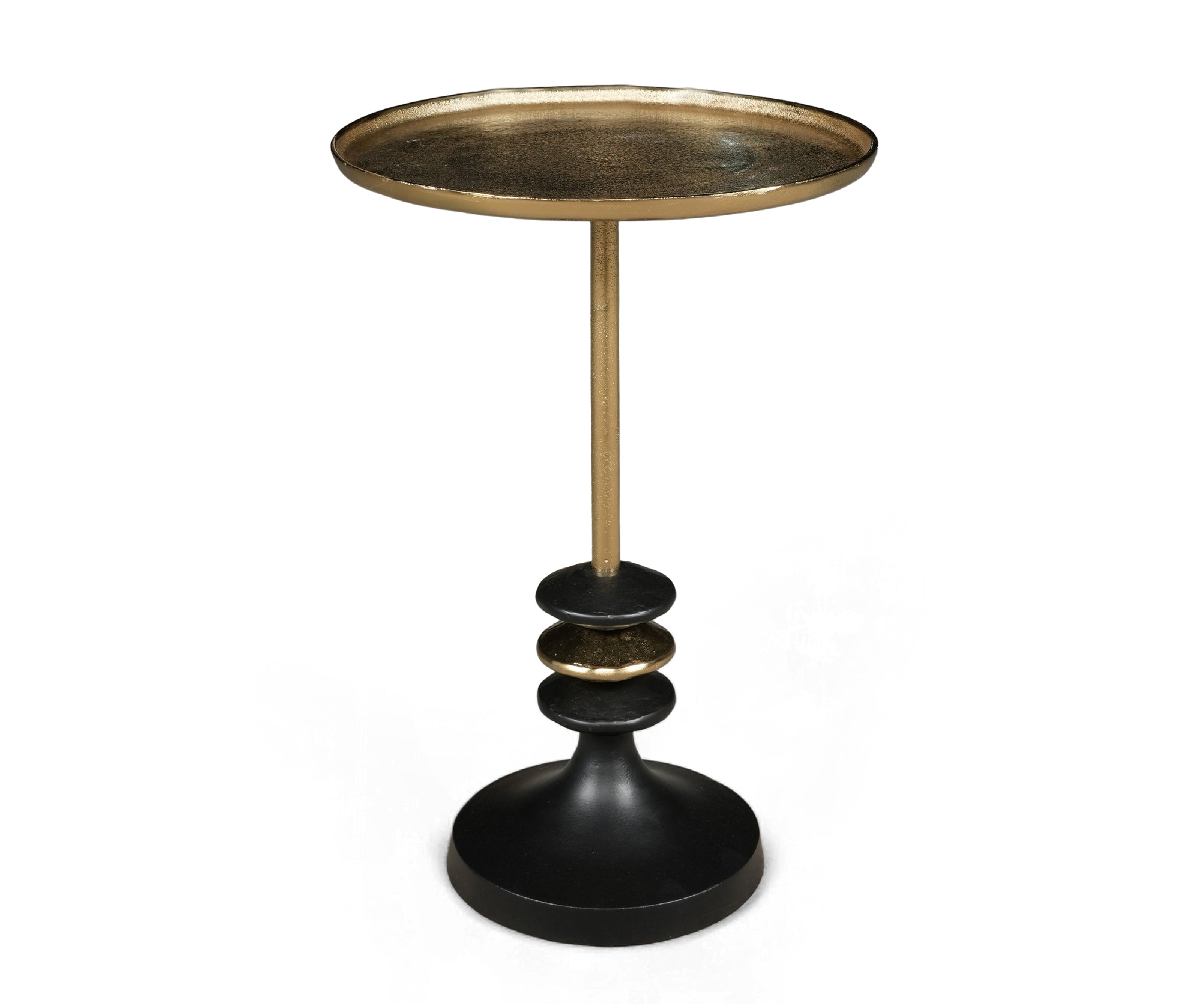 Brass & Black Martini Side Table with Tiered Pedestal Base