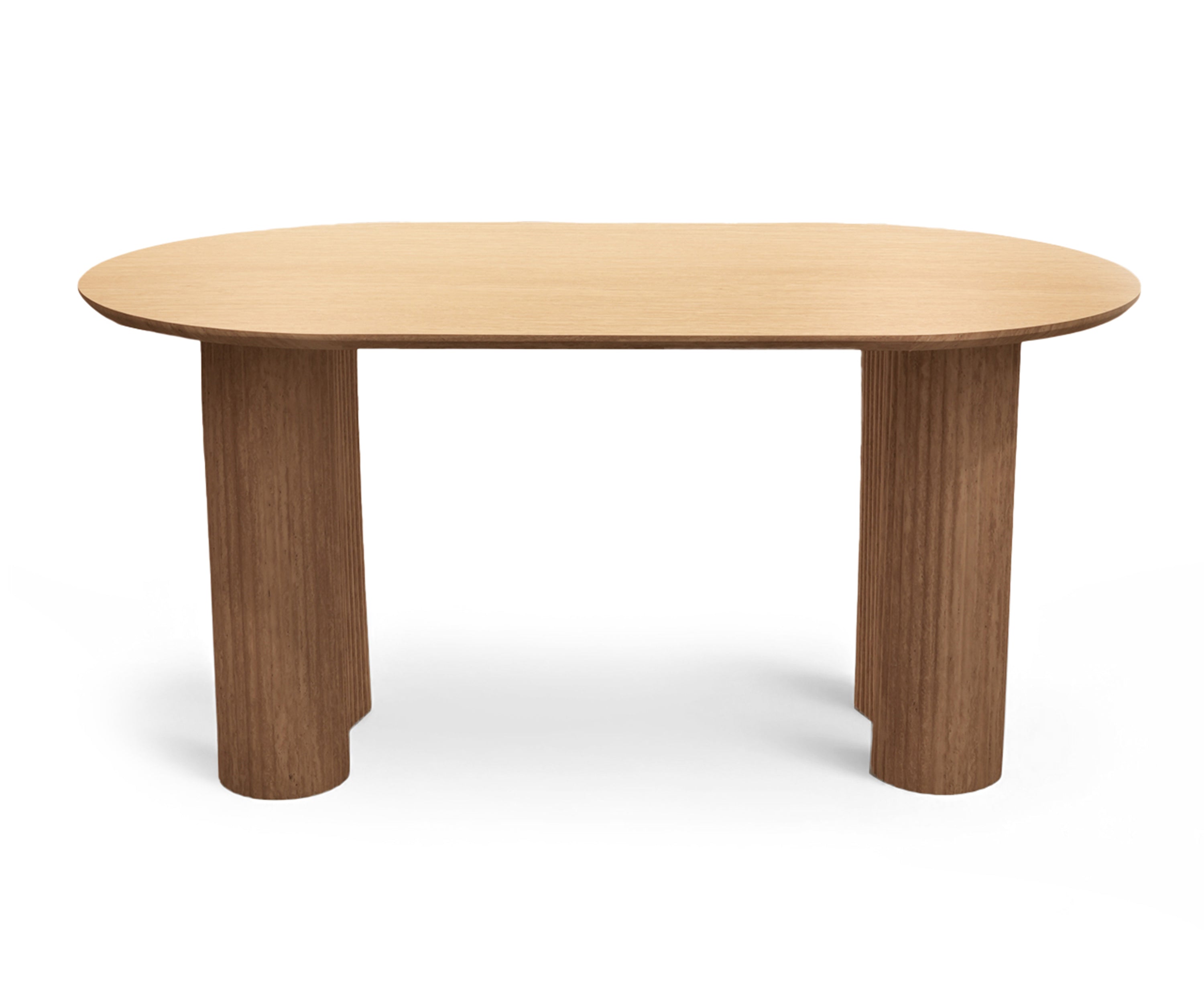 Light Wood Oval 6 Seater Dining Table with Fluted Base