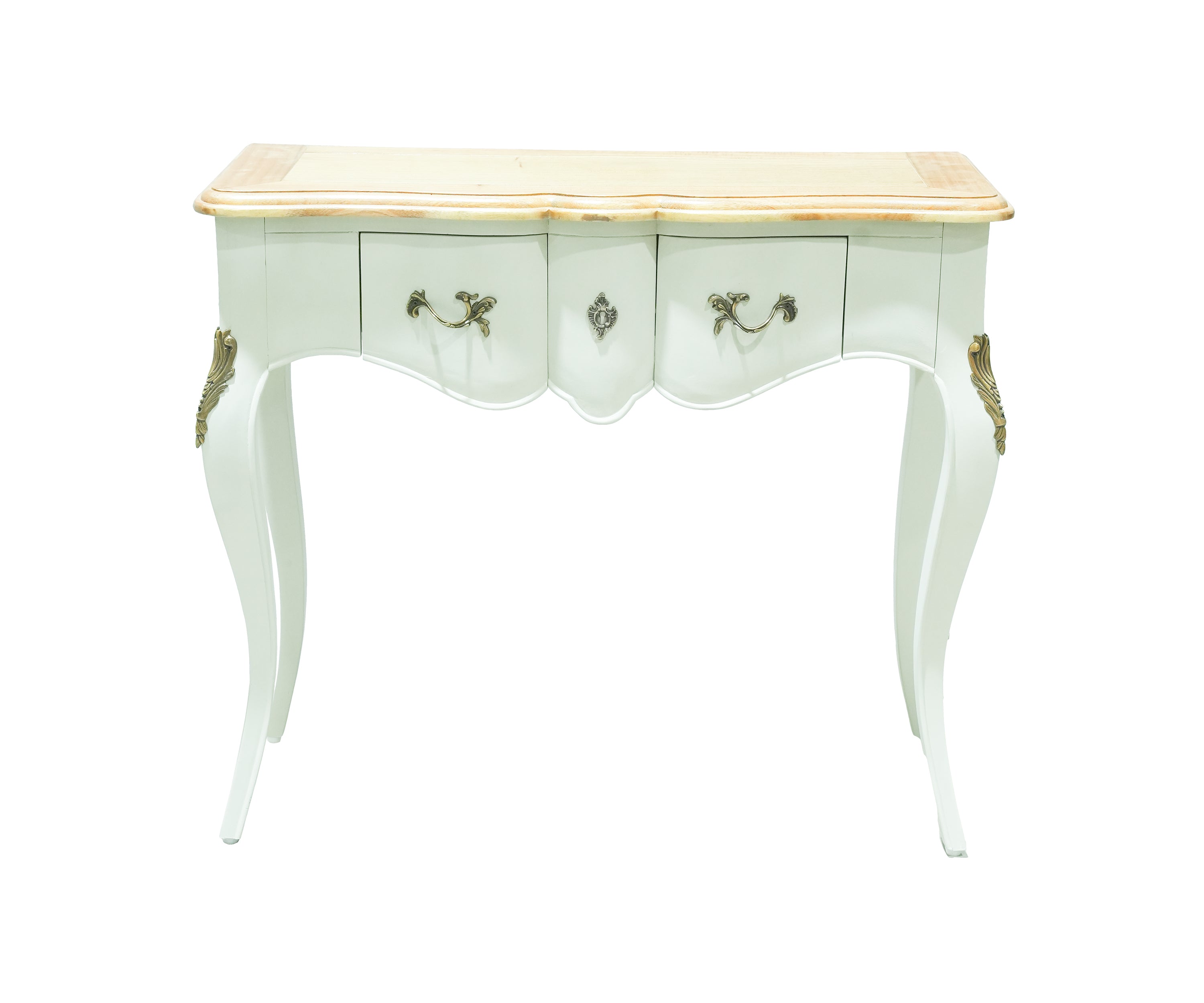 French Off-White & Teak Console