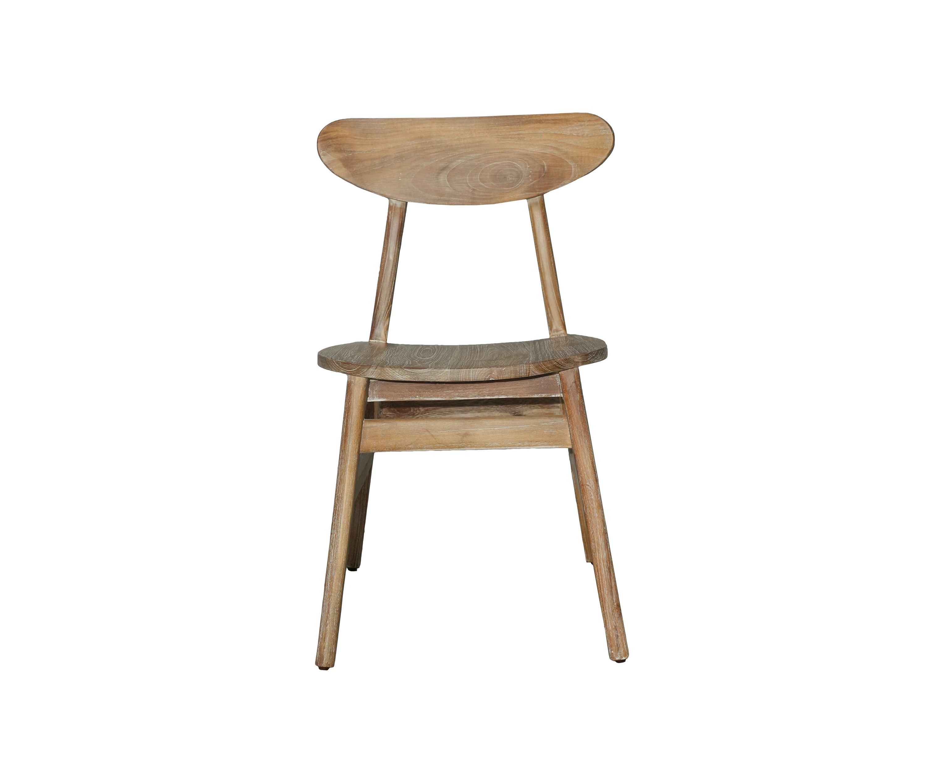 Rustic Teak Wood Dining Chair with Oval Backrest