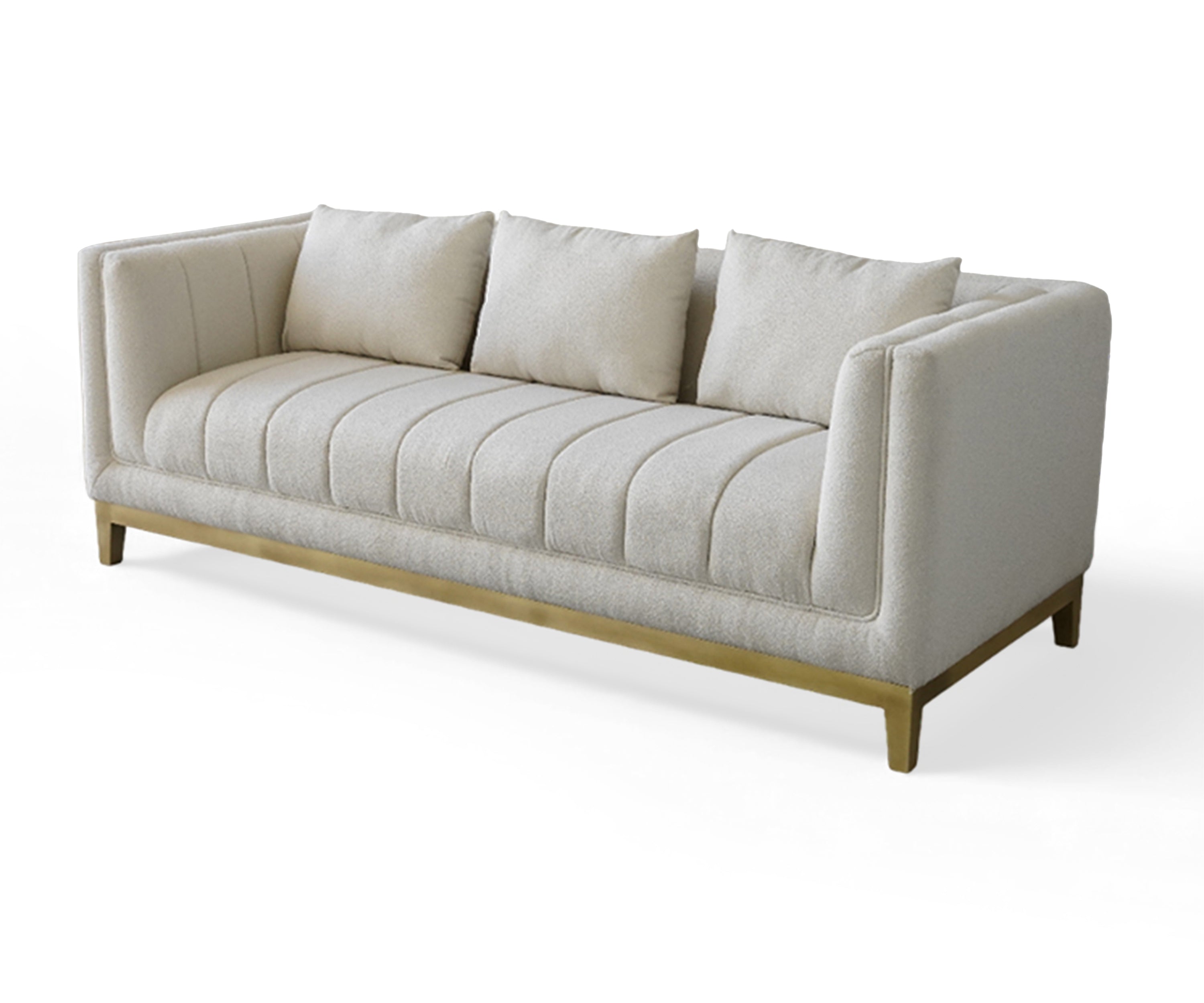 Cream Bouclé 3 Seater Sofa with Gold Base