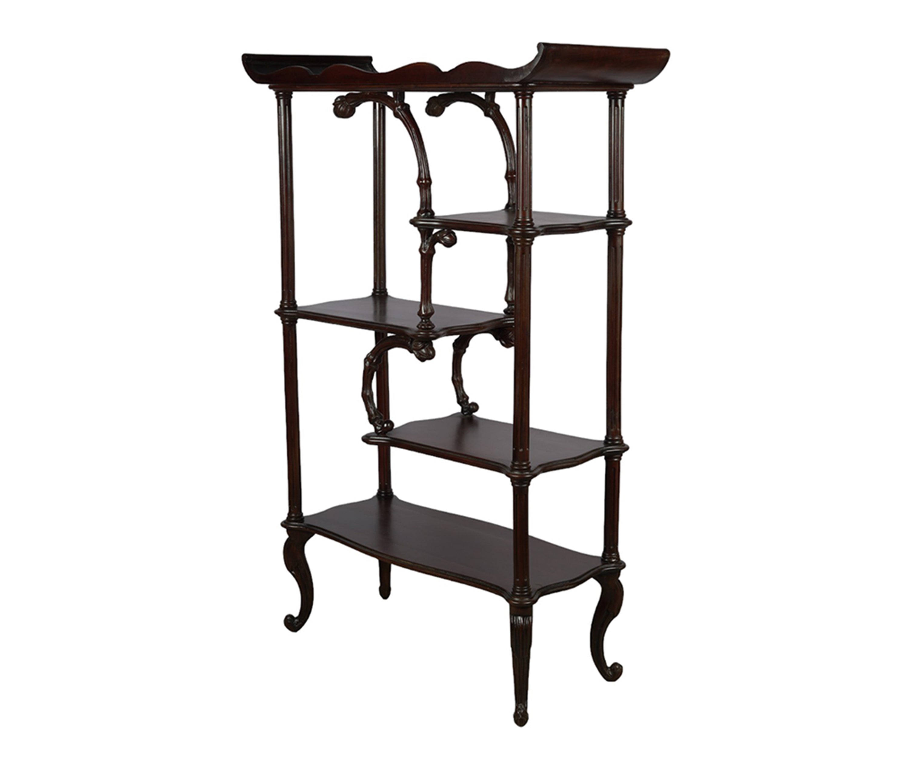 Modern Dark Wooden Display Shelf with Curved Legs