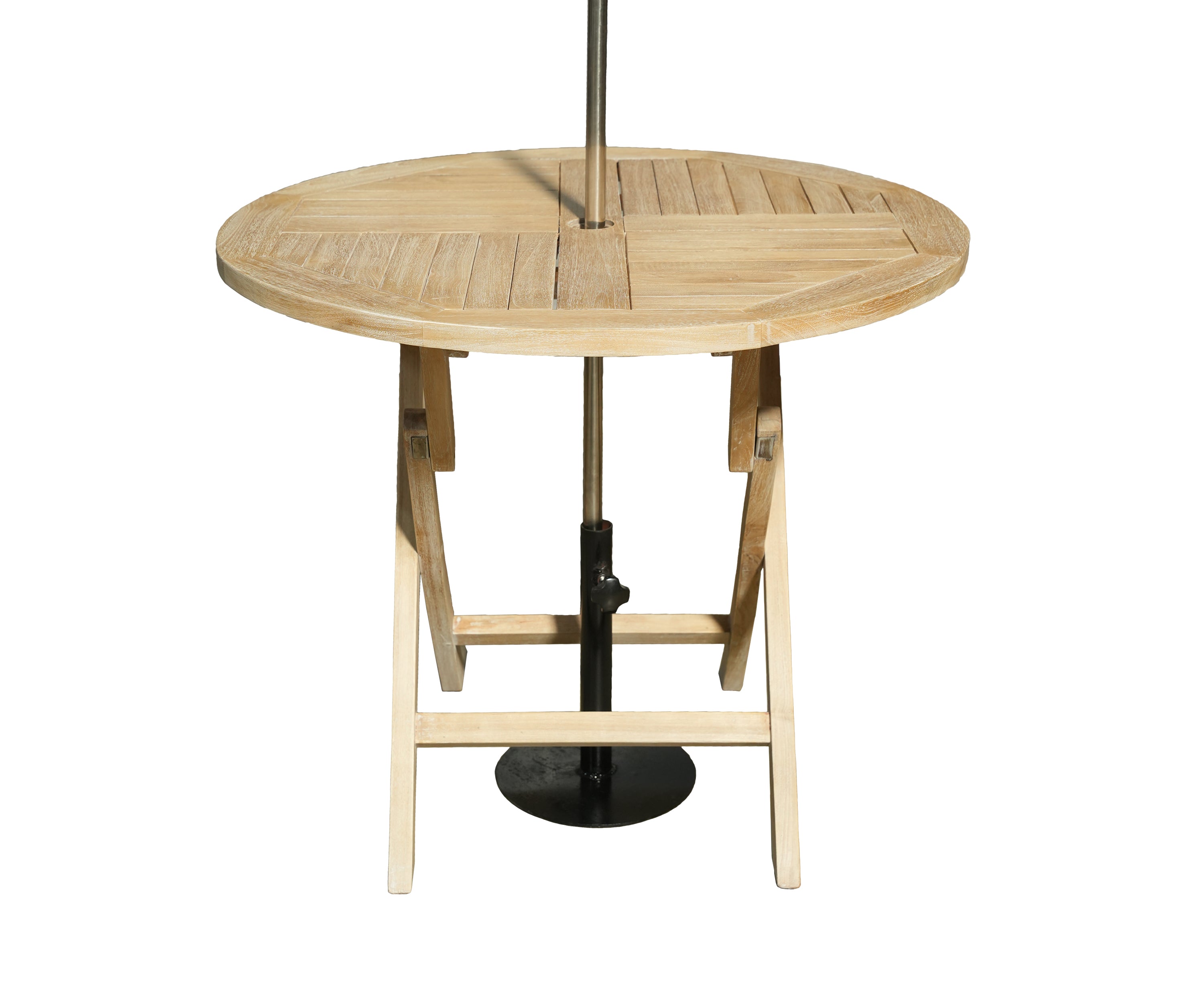 Round Checkered Teak PatioTable