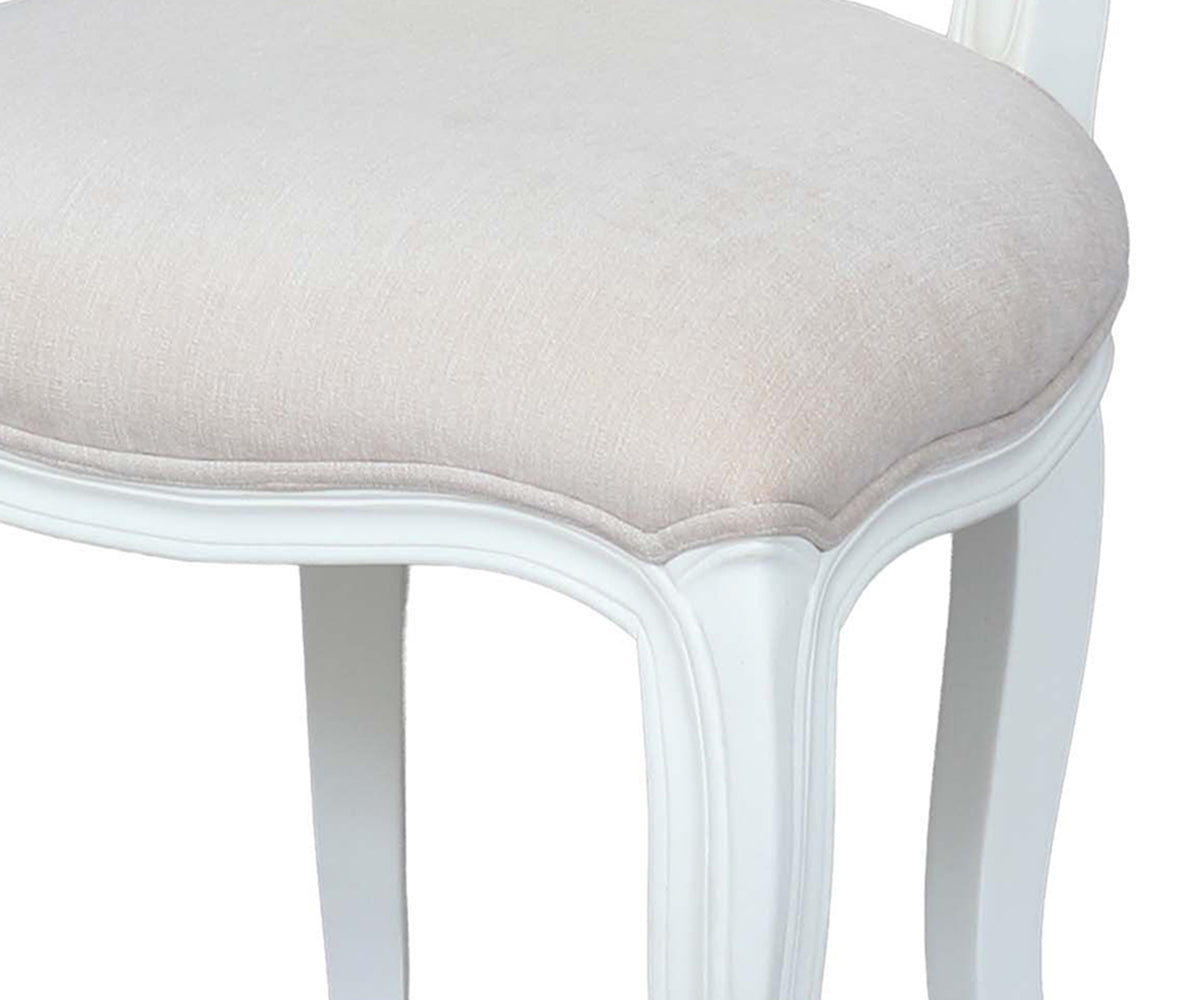 Louis XV Wooden Dining Chair in Soft Beige Upholstery