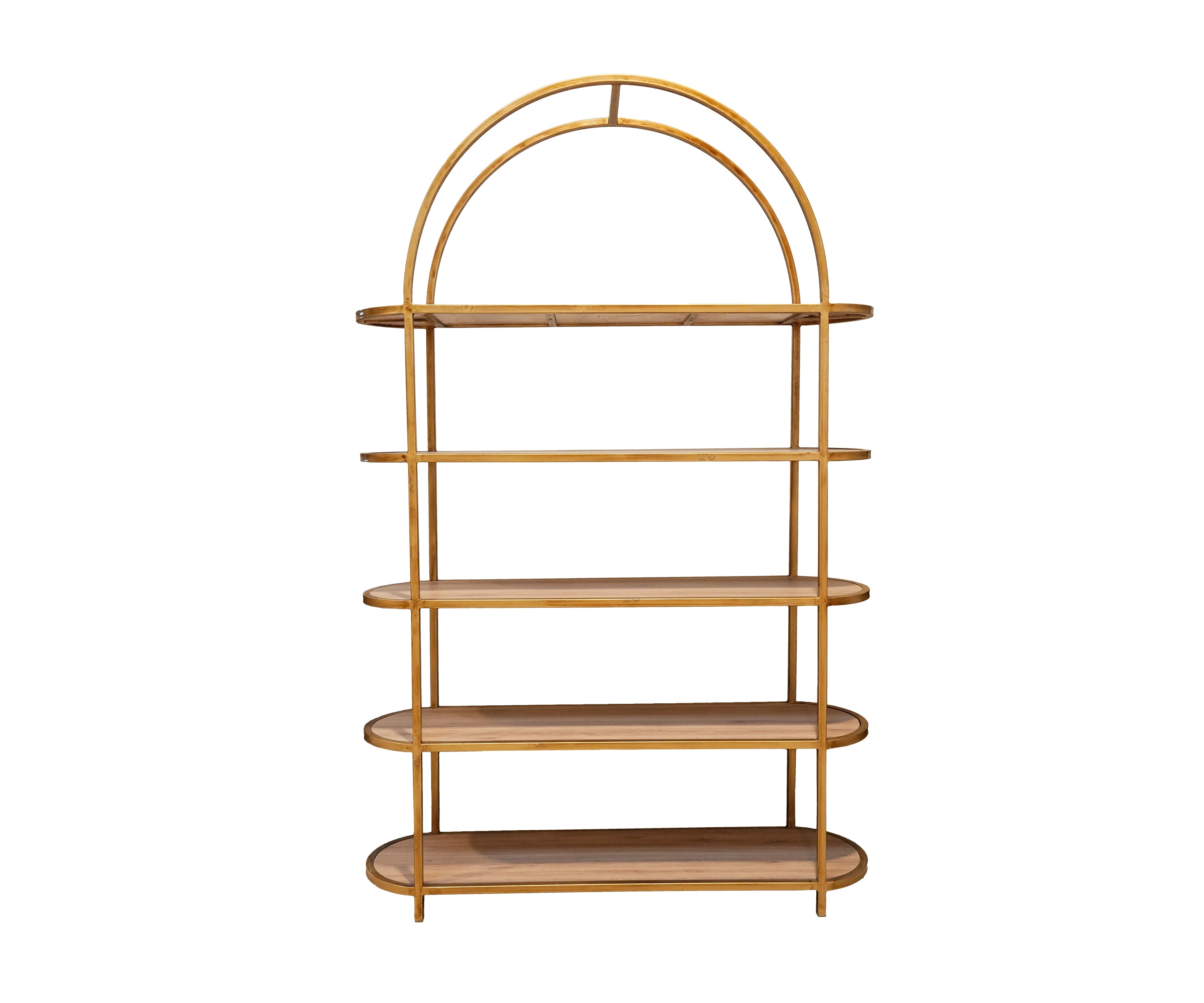 5-Tier Wooden Display Shelf with Metal Frame