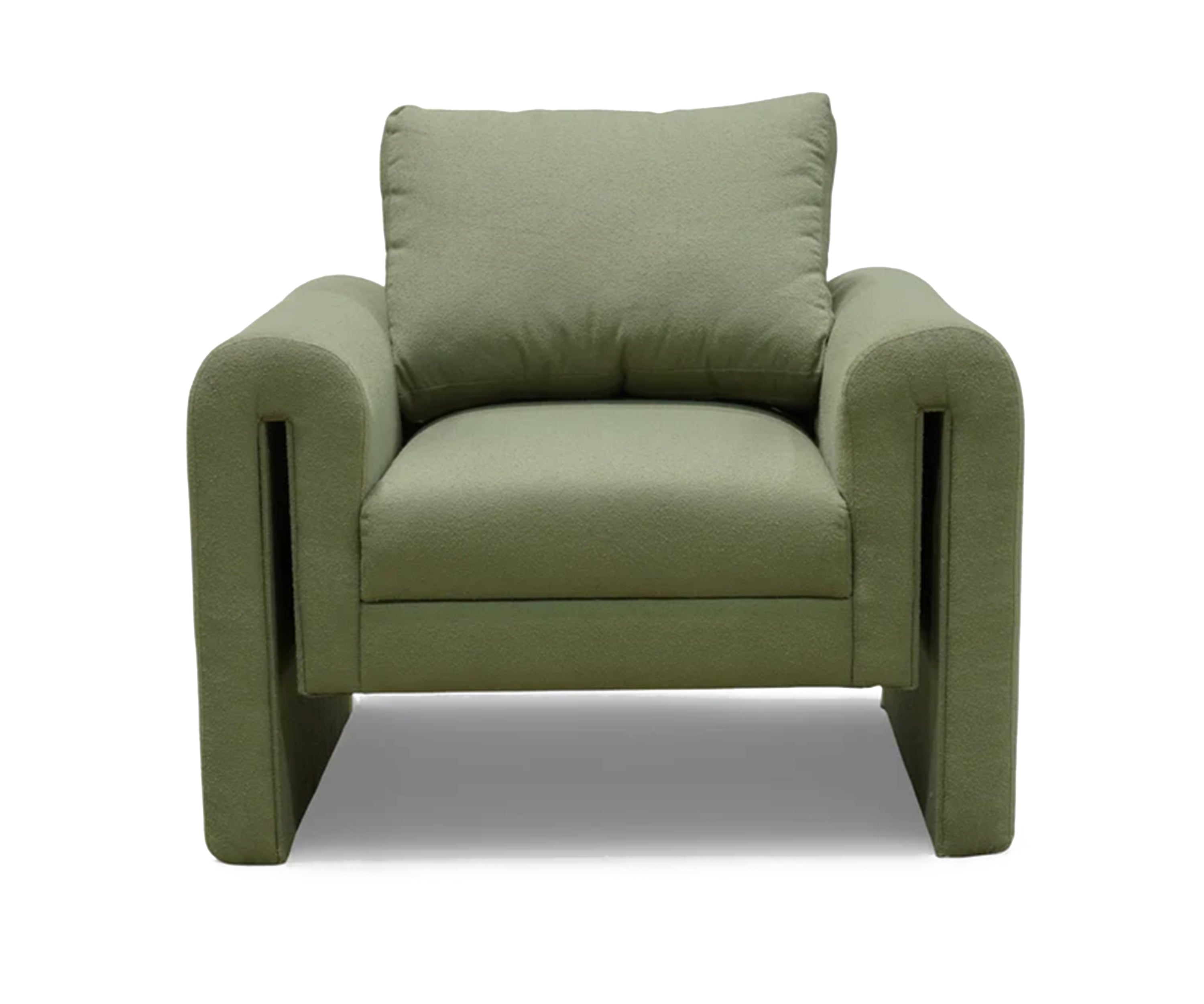 Arch Arm Bouclé Single Seater Sofa - Green