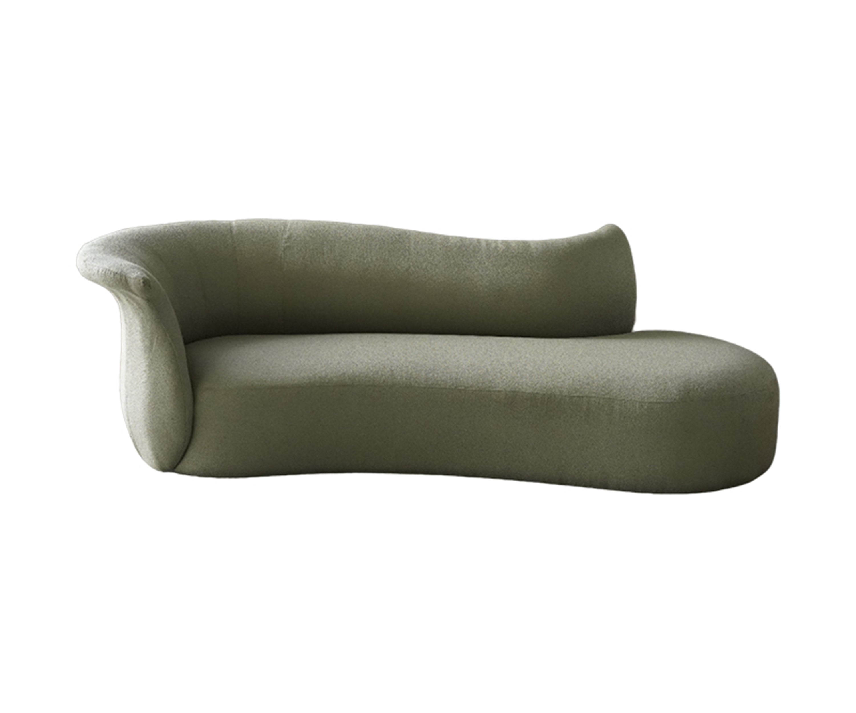 Olive Green Curved 3-Seater Sofa with Soft Upholstery