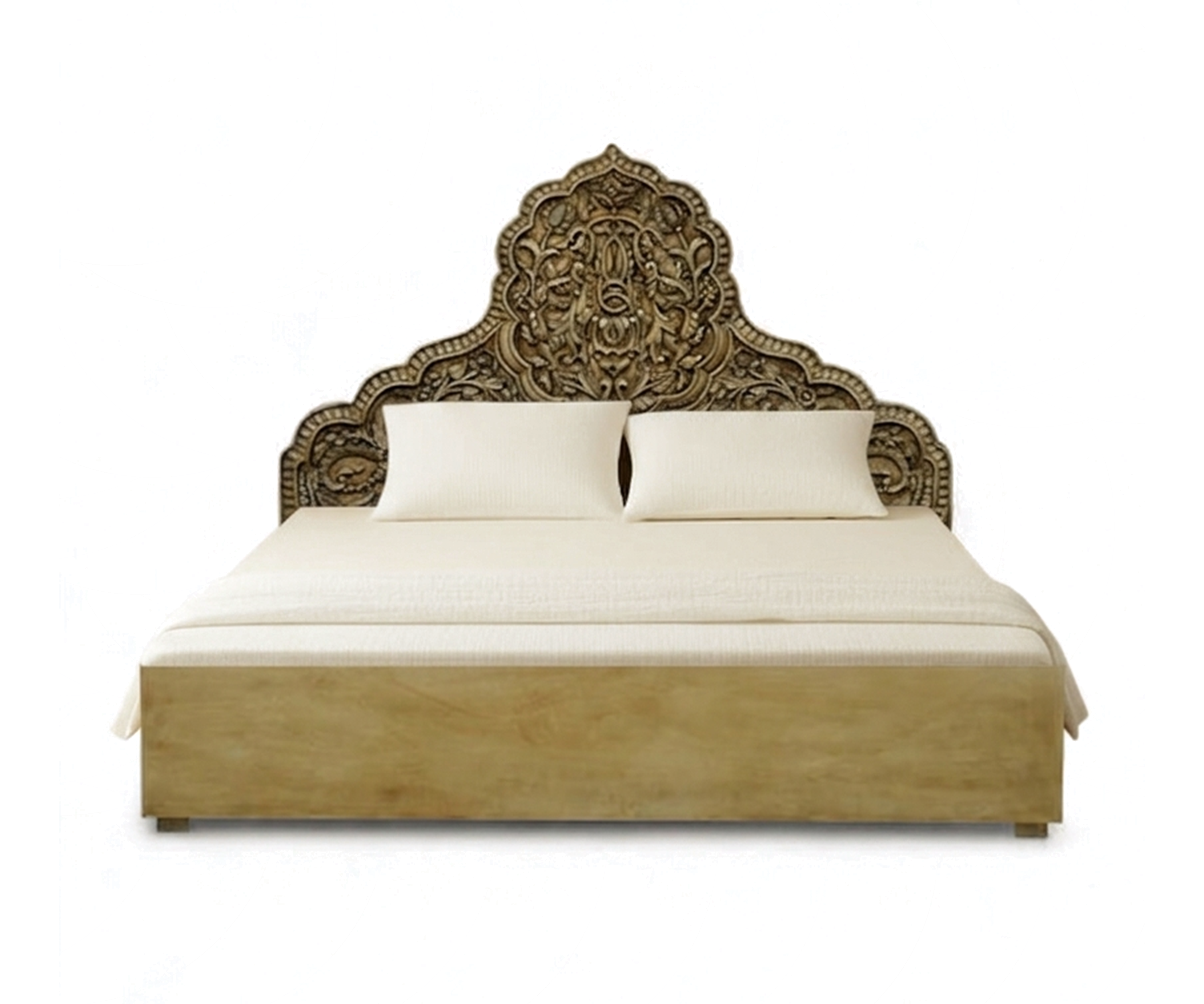 Ornate Carved Bed with Storage