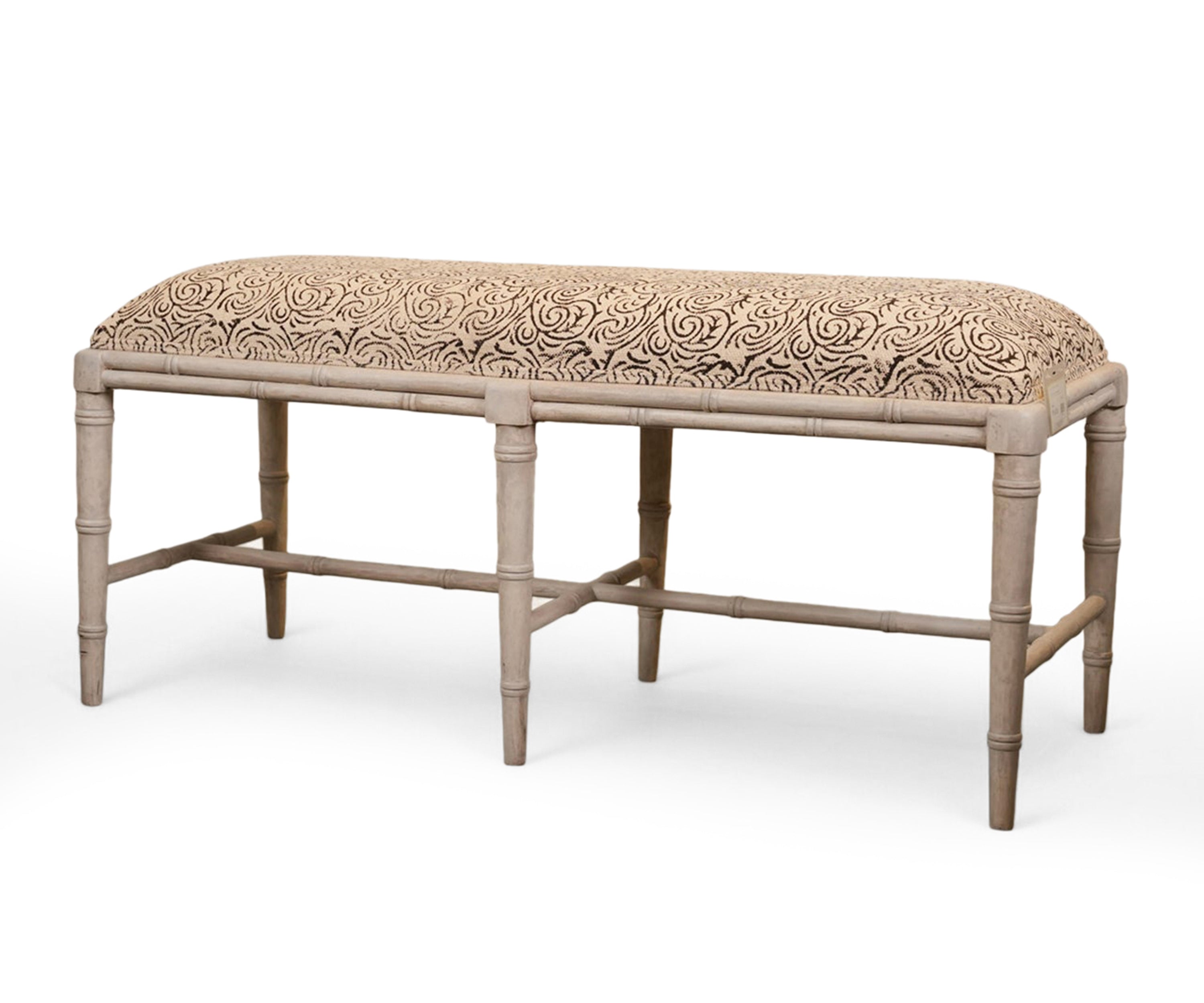 Printed Cotton Bamboo Bench