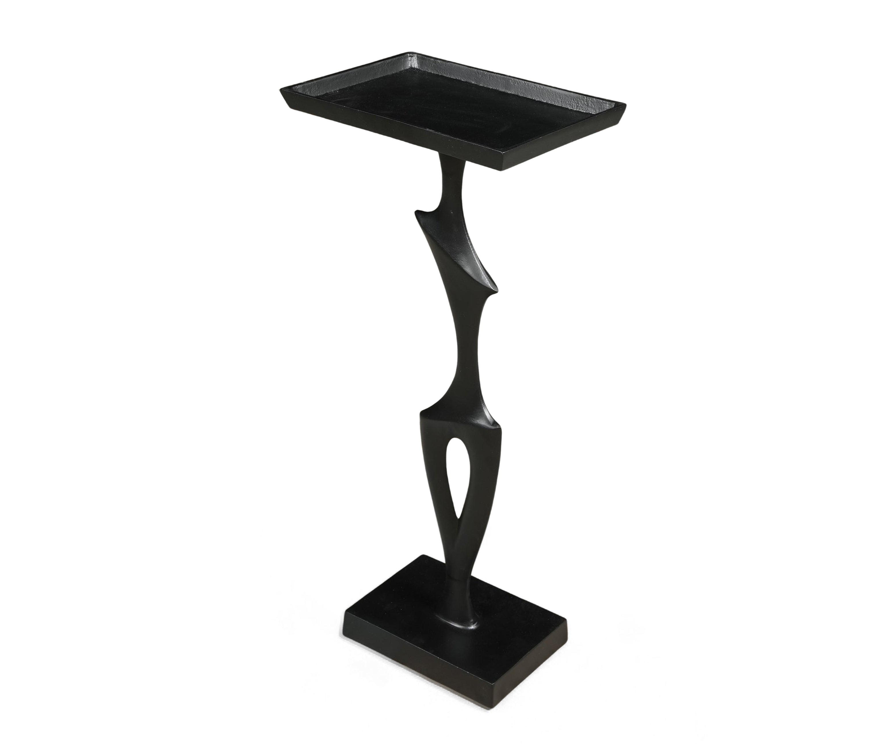 Black Metal Drink Table with Abstract Sculptural Base